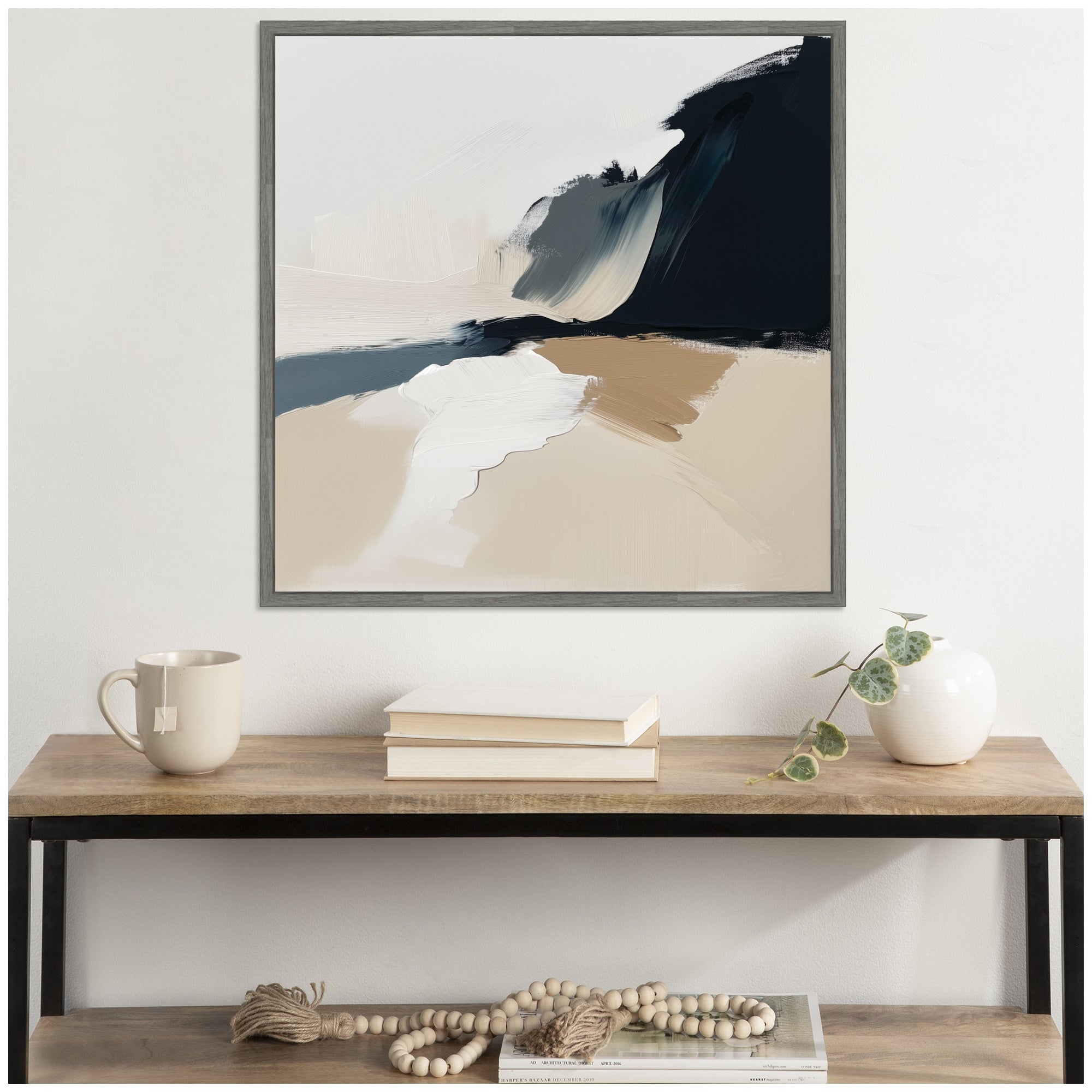 Sylvie Coastal Sand Modern Abstract Landscape II Framed Canvas