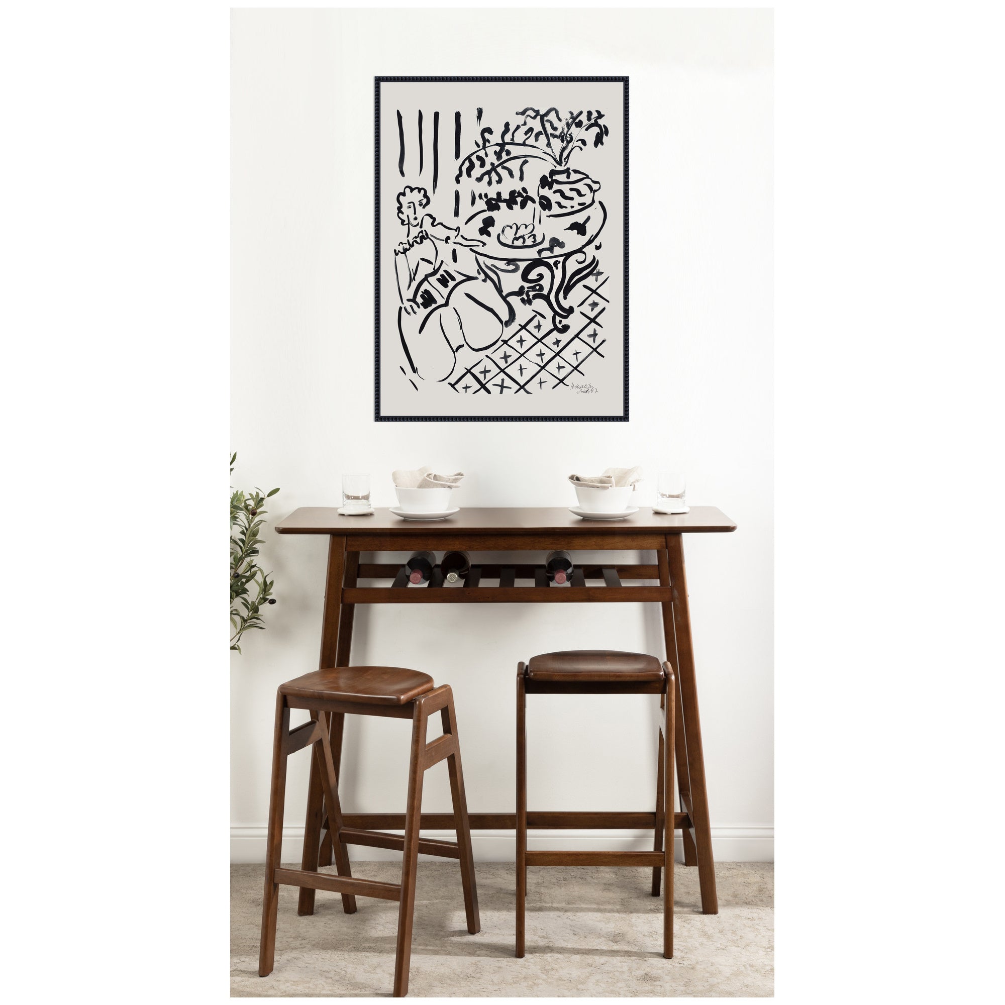Fille assise a table 1947 Henri Matisse by Nostalgia Prints Framed Canvas Wall Art Print