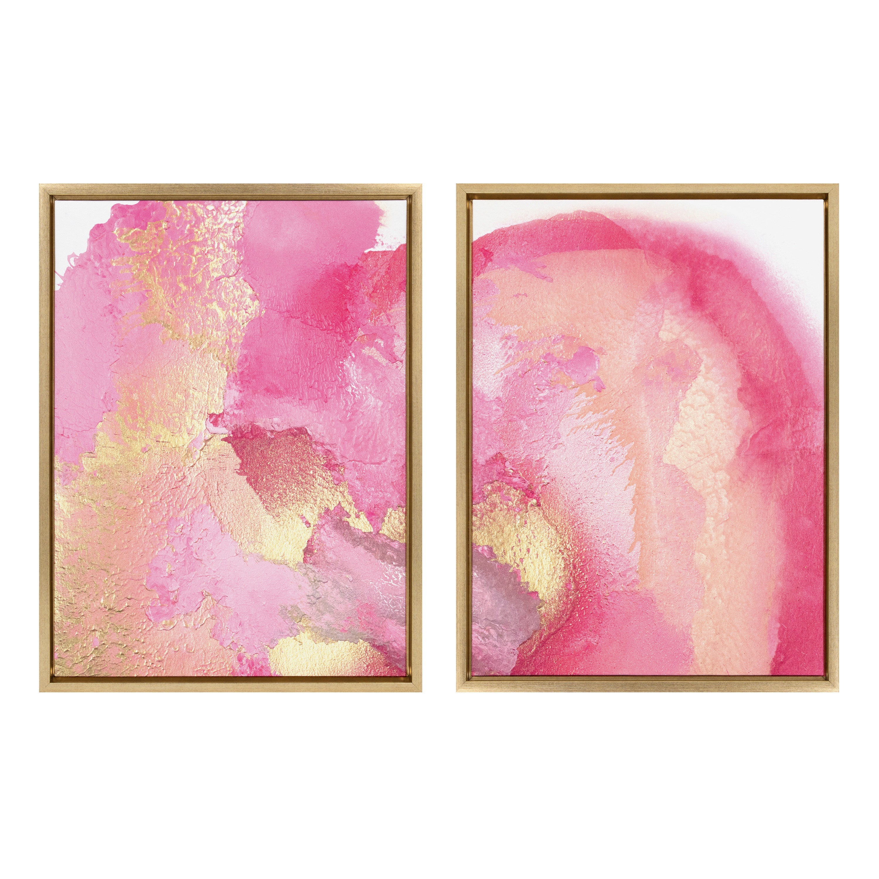 Sylvie Pink Golden Hour 1 and 2 Framed Canvas Art Set by Mentoring Positives