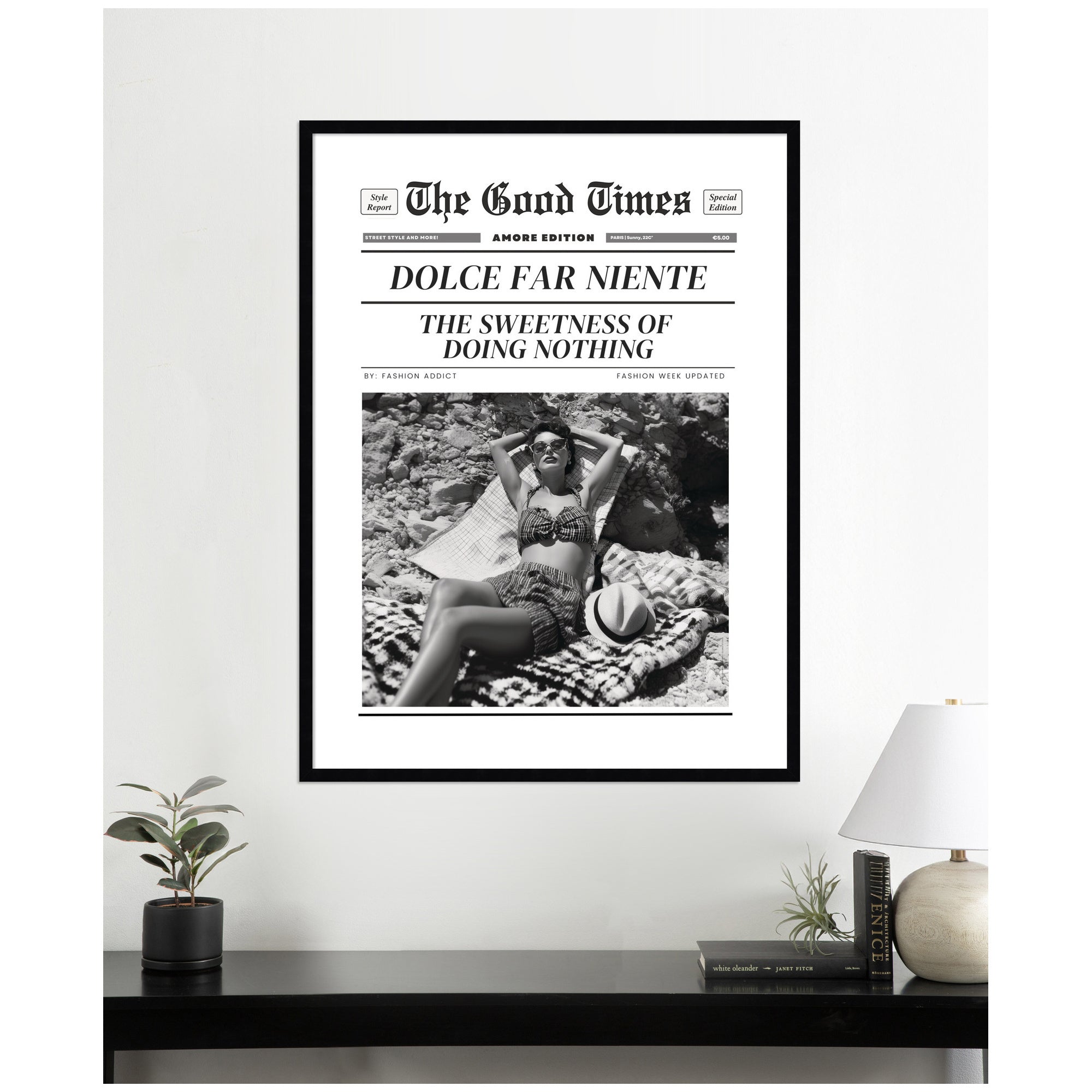 The Good Times Newspaper Dolce Far Niente by Honey Island Studio Framed Wall Art Print