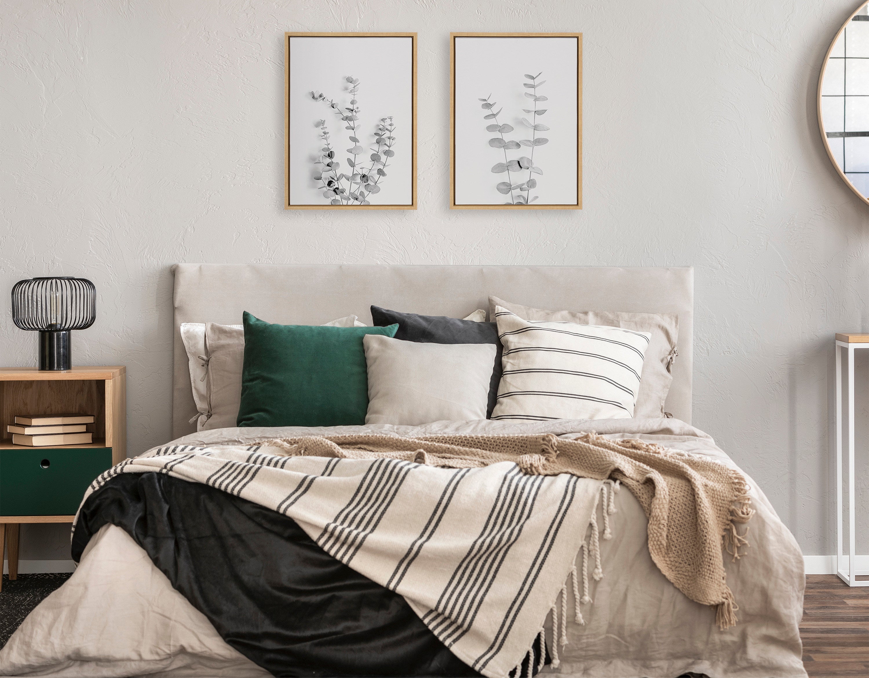 Sylvie Neutral Botanical 3 and 4 Soft White Framed Canvas by kateandlaurel - product image 4 for Resin Society