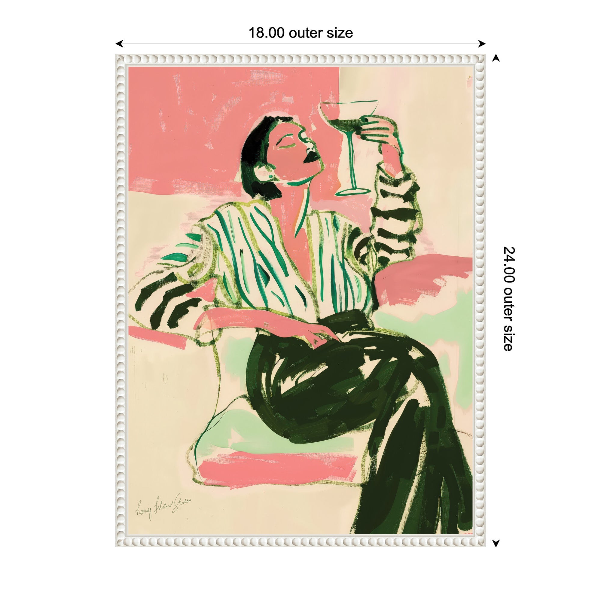 Sylvie Fashion Woman Drinking Martini Framed Canvas by Honey Island Studio