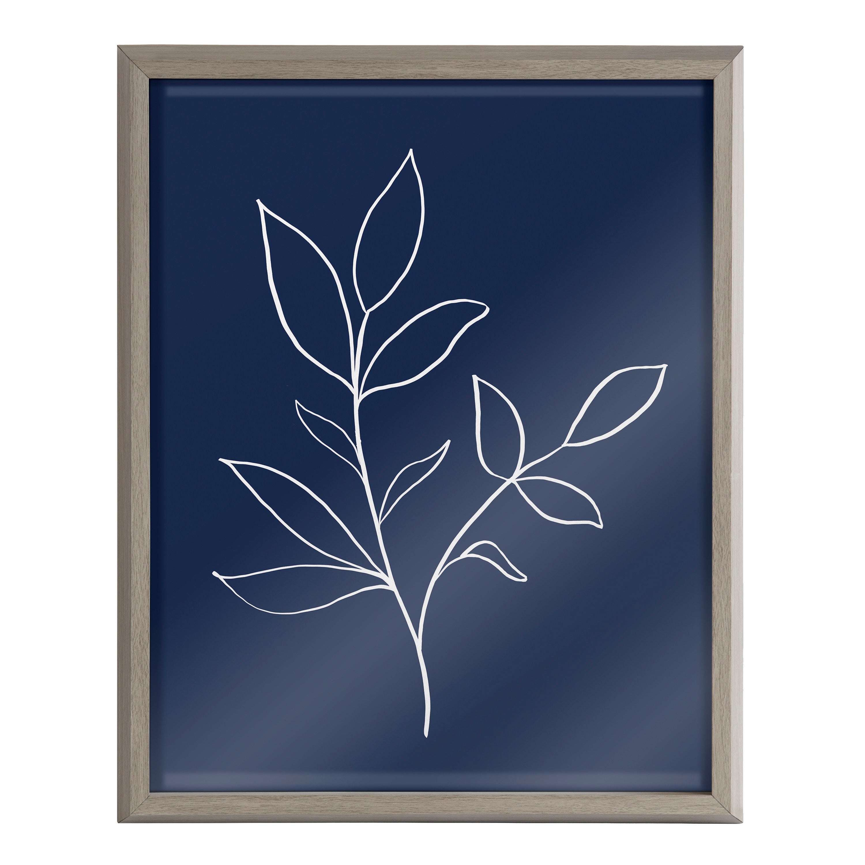 Blake Modern Blue Botanical Line Sketch Print 2 Framed Printed Glass by