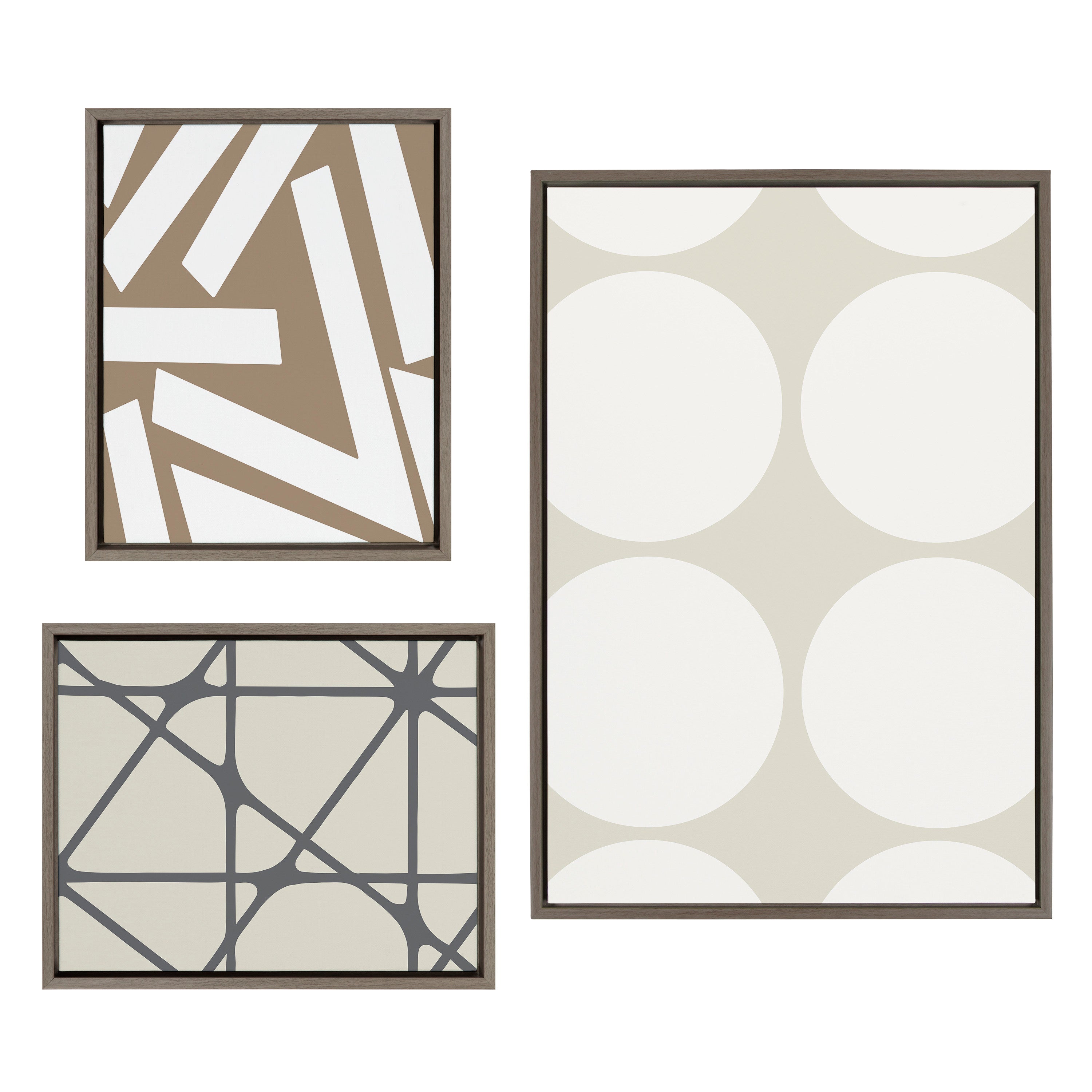 Sylvie Elevated Modern Neutral Dots and Stained Glass Framed Canvas Set