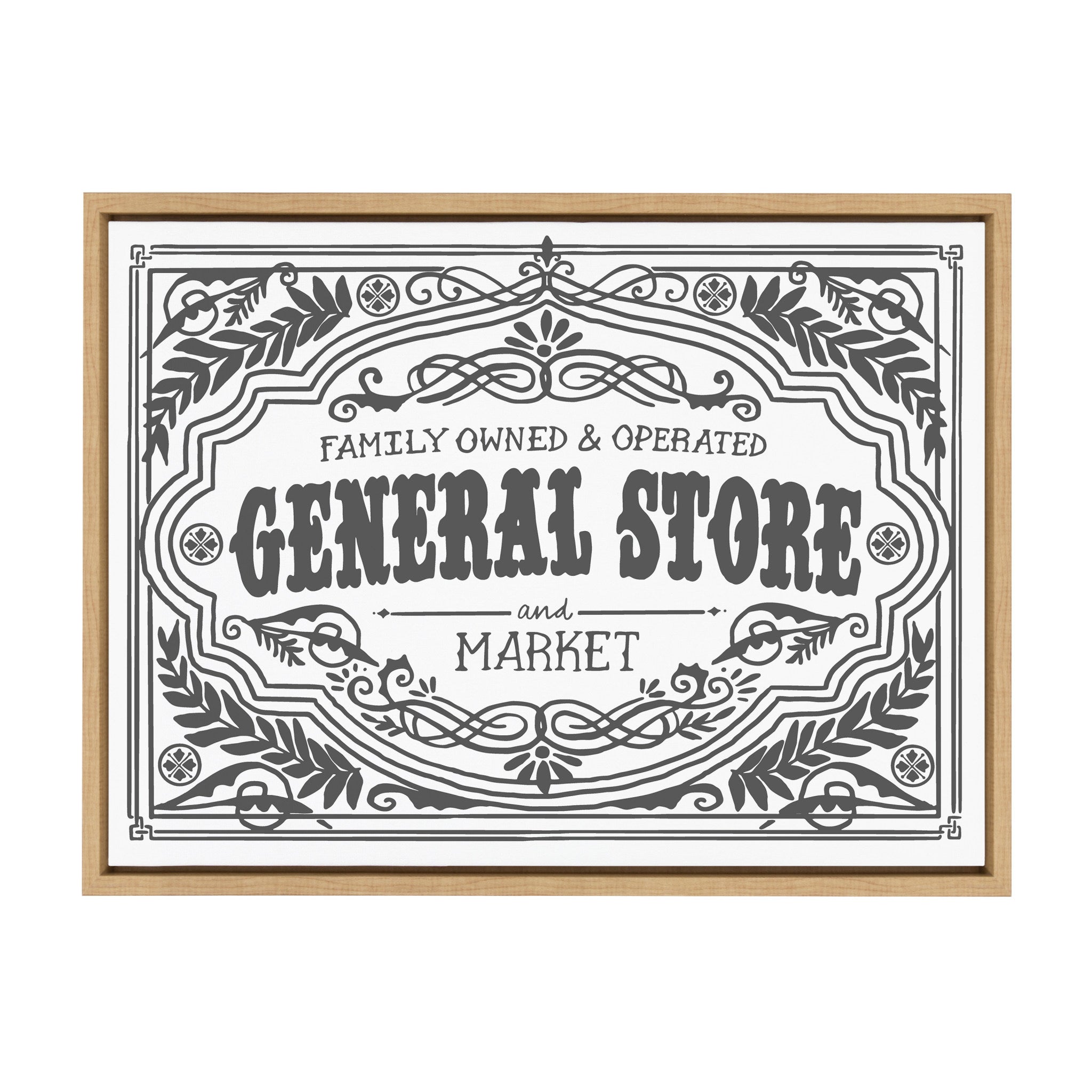 Sylvie General Store Family BW Framed Canvas by Border Bloom