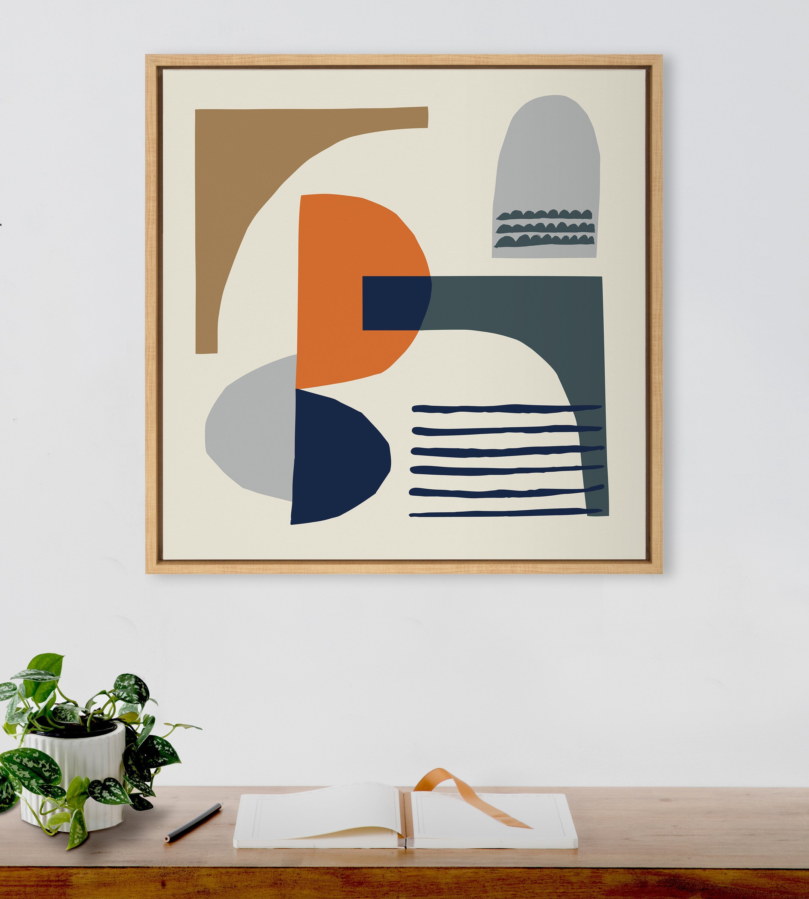 Sylvie Abstract Mid Century Framed Canvas by kateandlaurel - product image 4 for Resin Society