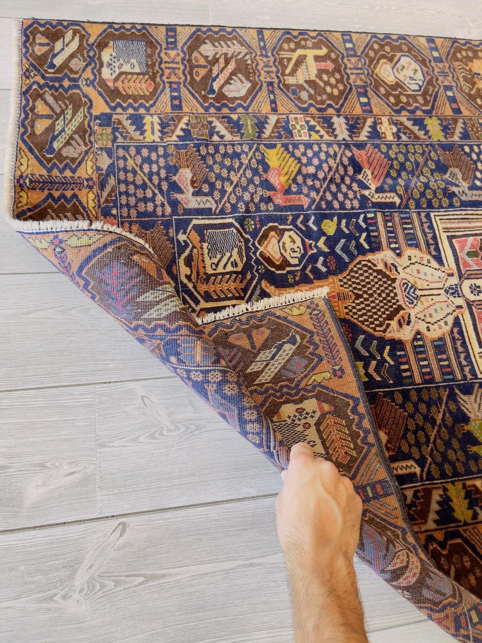 Afghani Vintage Pictorial Rug I Tribal Baluchi 4X7 Ft by Rugistan - product image 5 for Resin Society