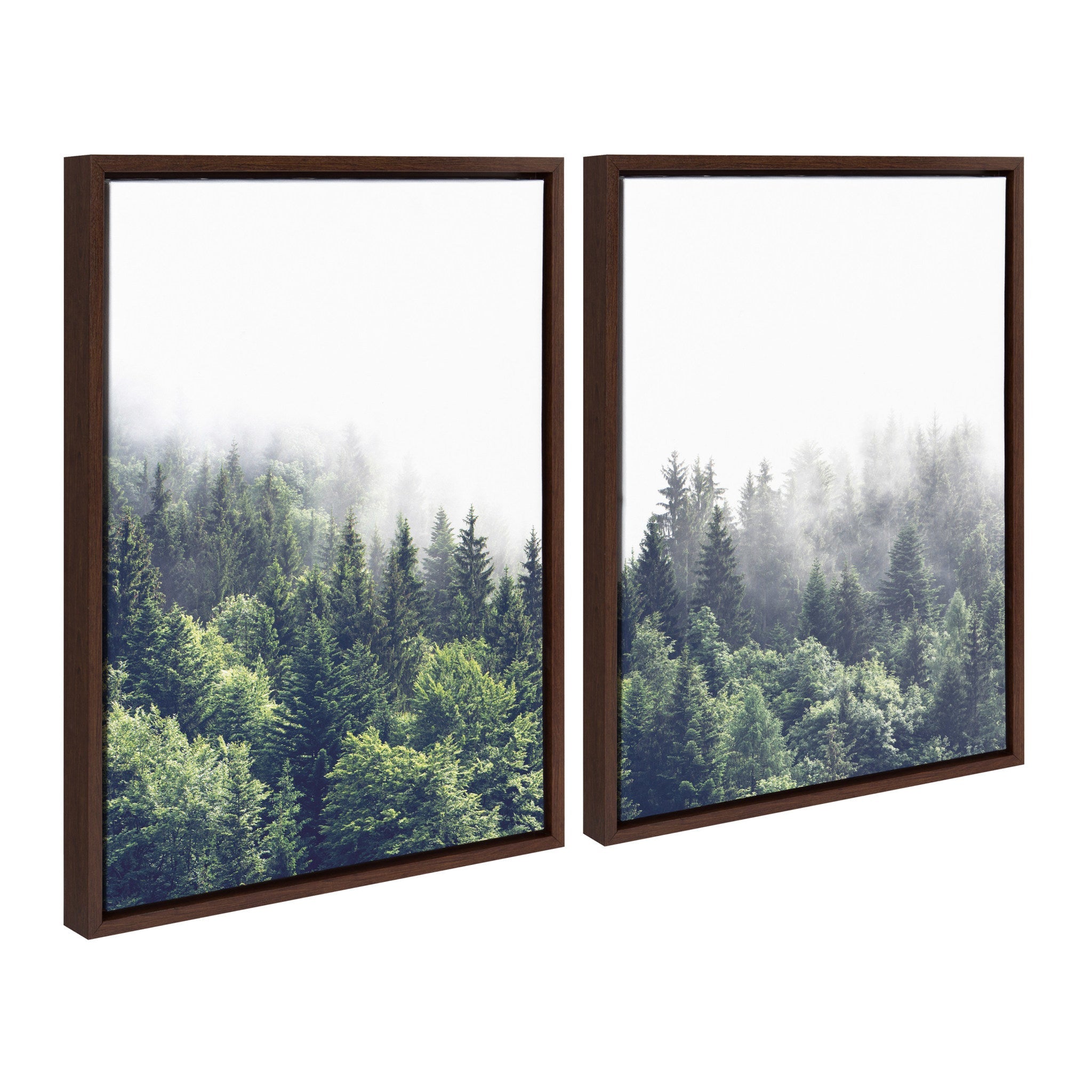 Sylvie Lush Green Forest on a Foggy Day Framed Canvas Set by kateandlaurel - product image 2 for Resin Society