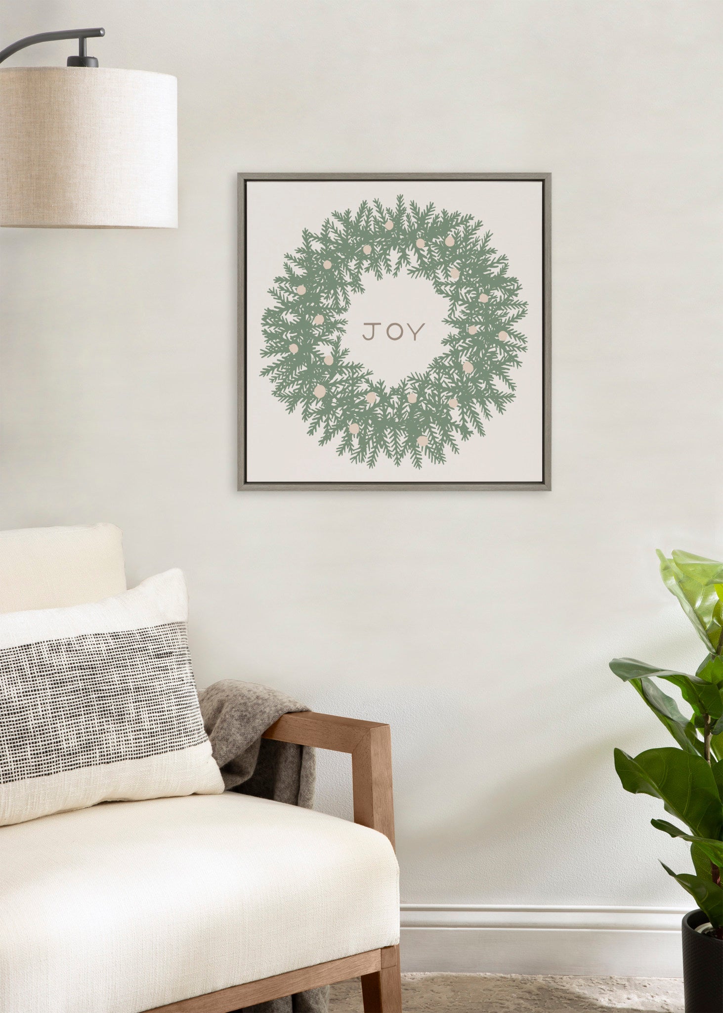 Sylvie Joy Wreath Green Framed Canvas by Hannah Beisang