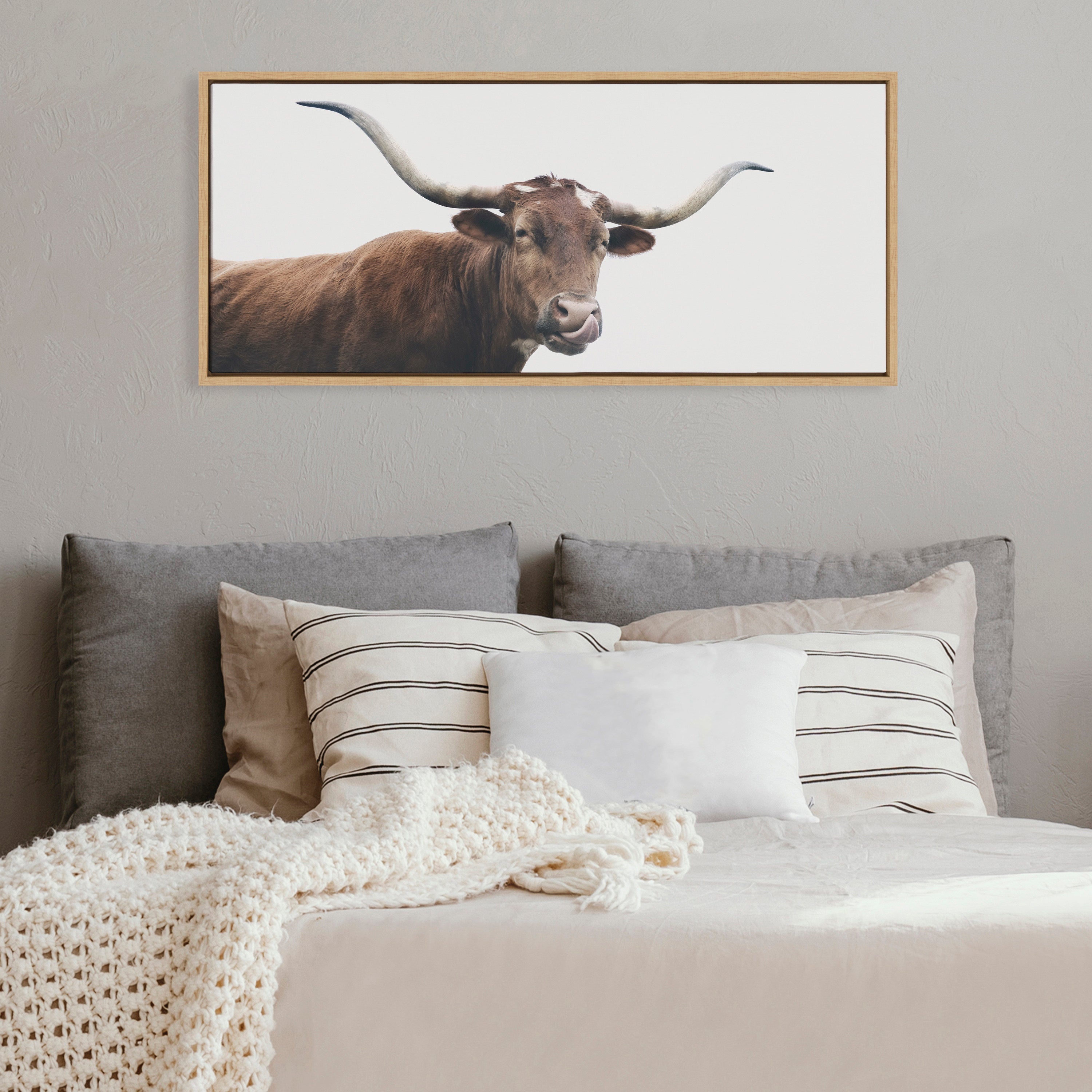 Sylvie Texas Longhorn Cow Lick Framed Canvas by kateandlaurel - product image 11 for Resin Society
