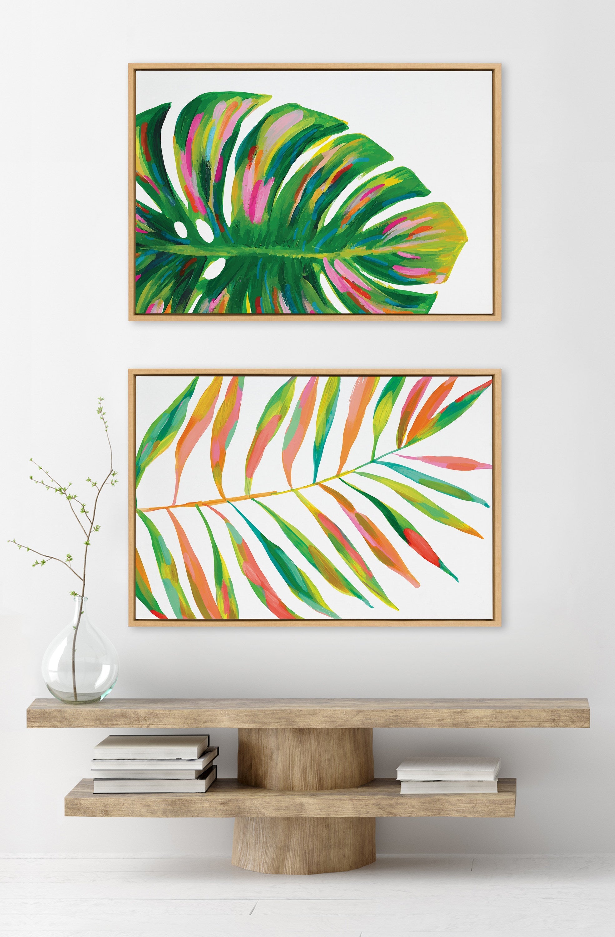 Sylvie EV Monstera and EV Palma No 2 Framed Canvas Art Set by Jessi Raulet of Ettavee