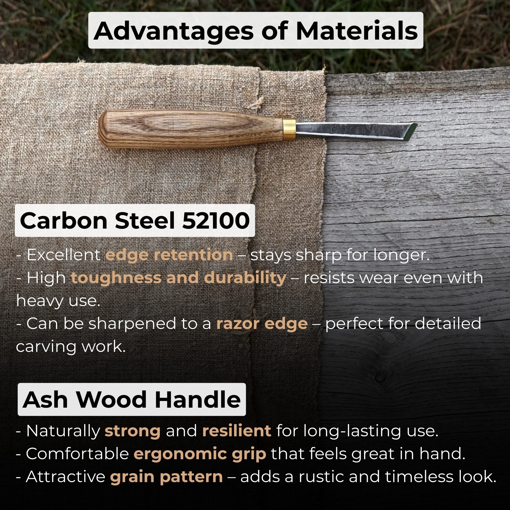 Angled bevel carving chisel with 10 mm blade and wooden handle by Sharky Forged Steel Tools