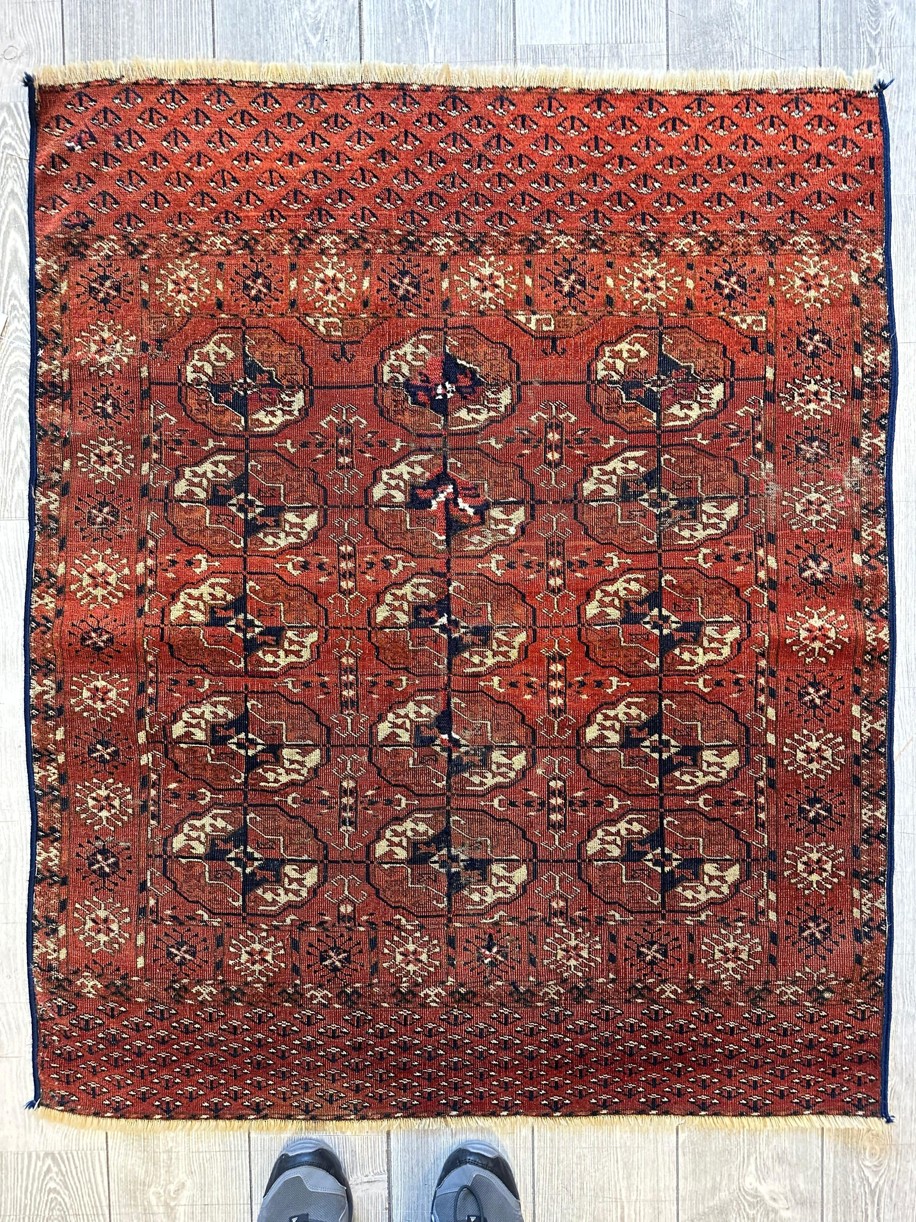 Antique 1880’s Tribal Turkoman Tekke Wedding Rug 3’4” x 4’1” by Rugistan - main product image for Resin Society