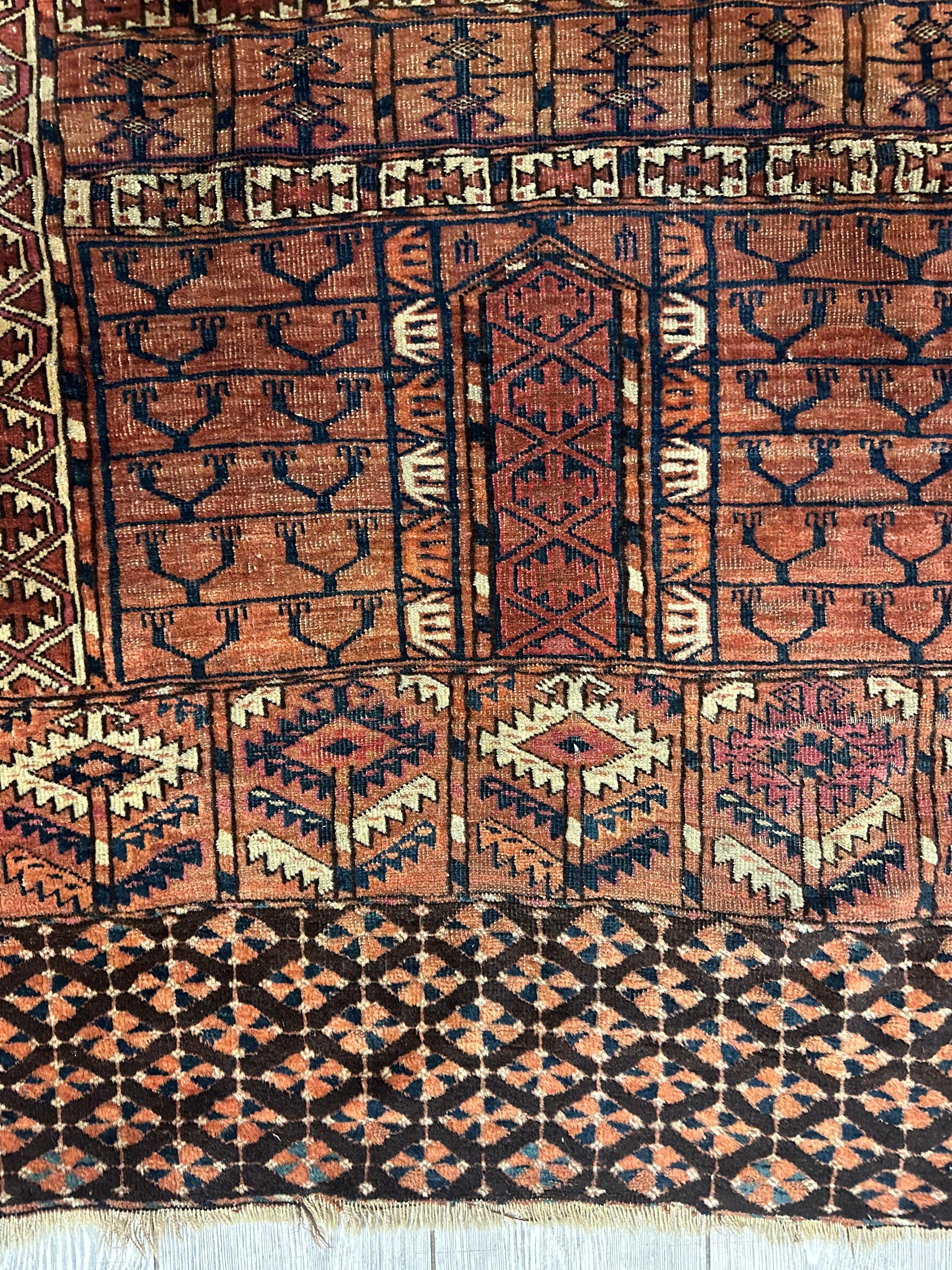 Antique 1880s Turkoman Tekke Ensi Tent Door Covering Rug 4’ x4’8” by Rugistan - product image 10 for Resin Society