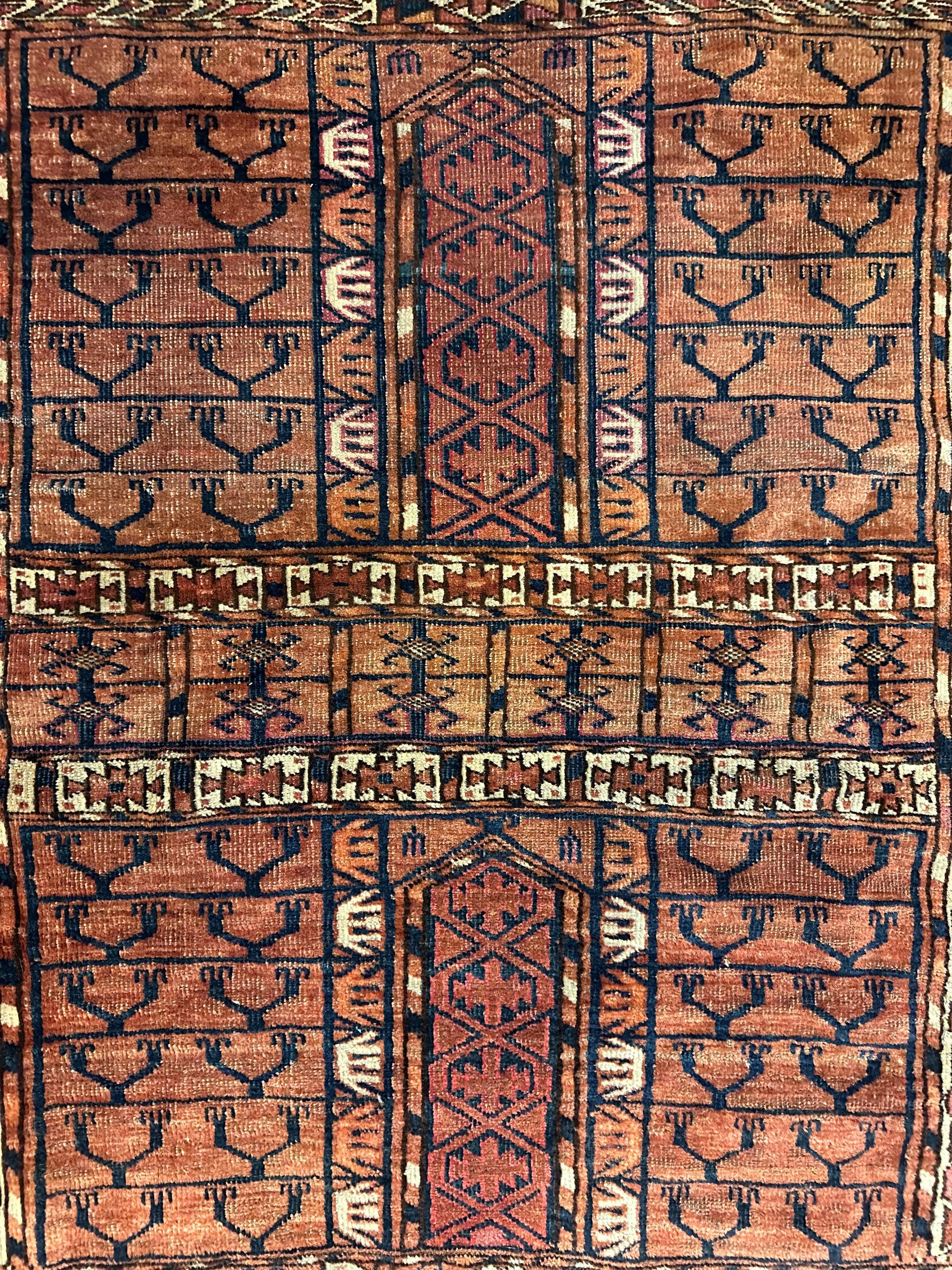 Antique 1880s Turkoman Tekke Ensi Tent Door Covering Rug 4’ x4’8” by Rugistan - product image 11 for Resin Society