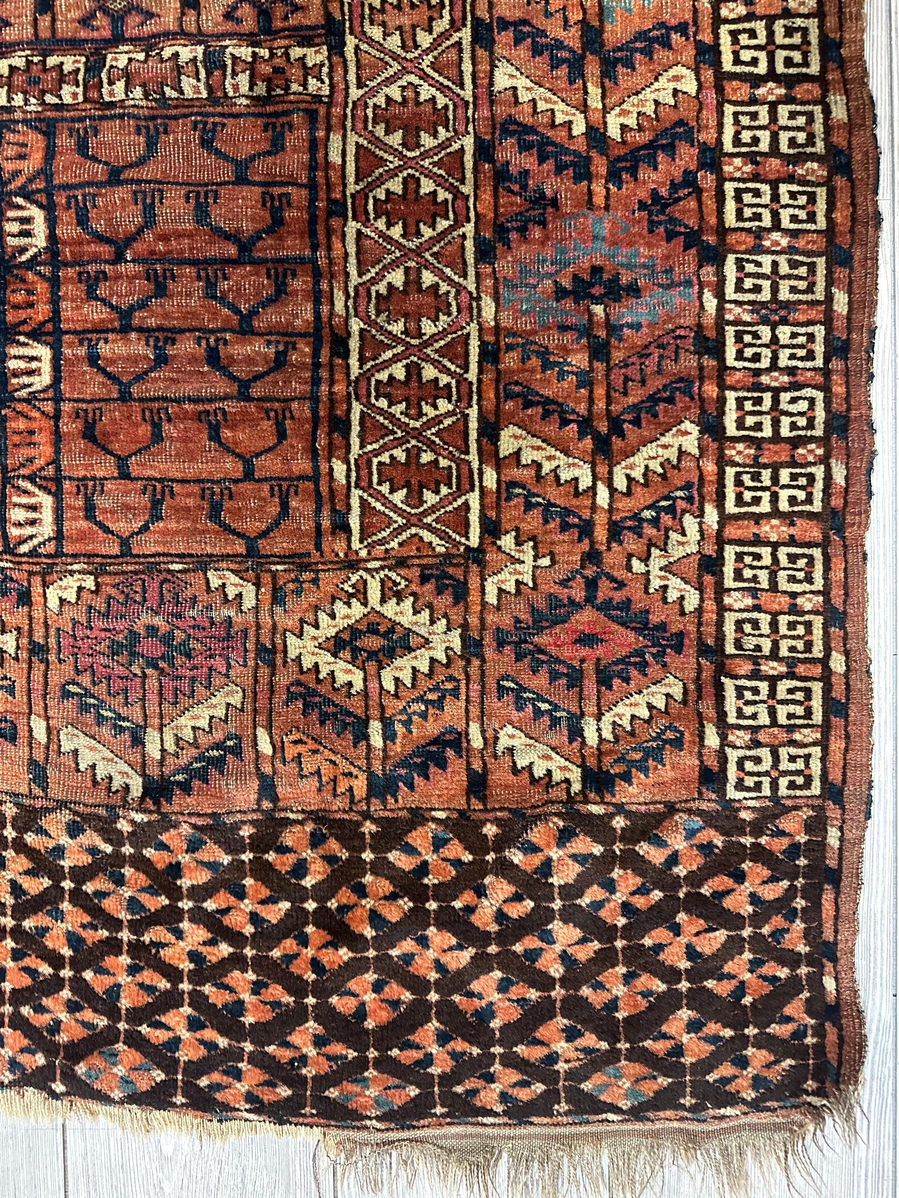Antique 1880s Turkoman Tekke Ensi Tent Door Covering Rug 4’ x4’8” by Rugistan - product image 4 for Resin Society