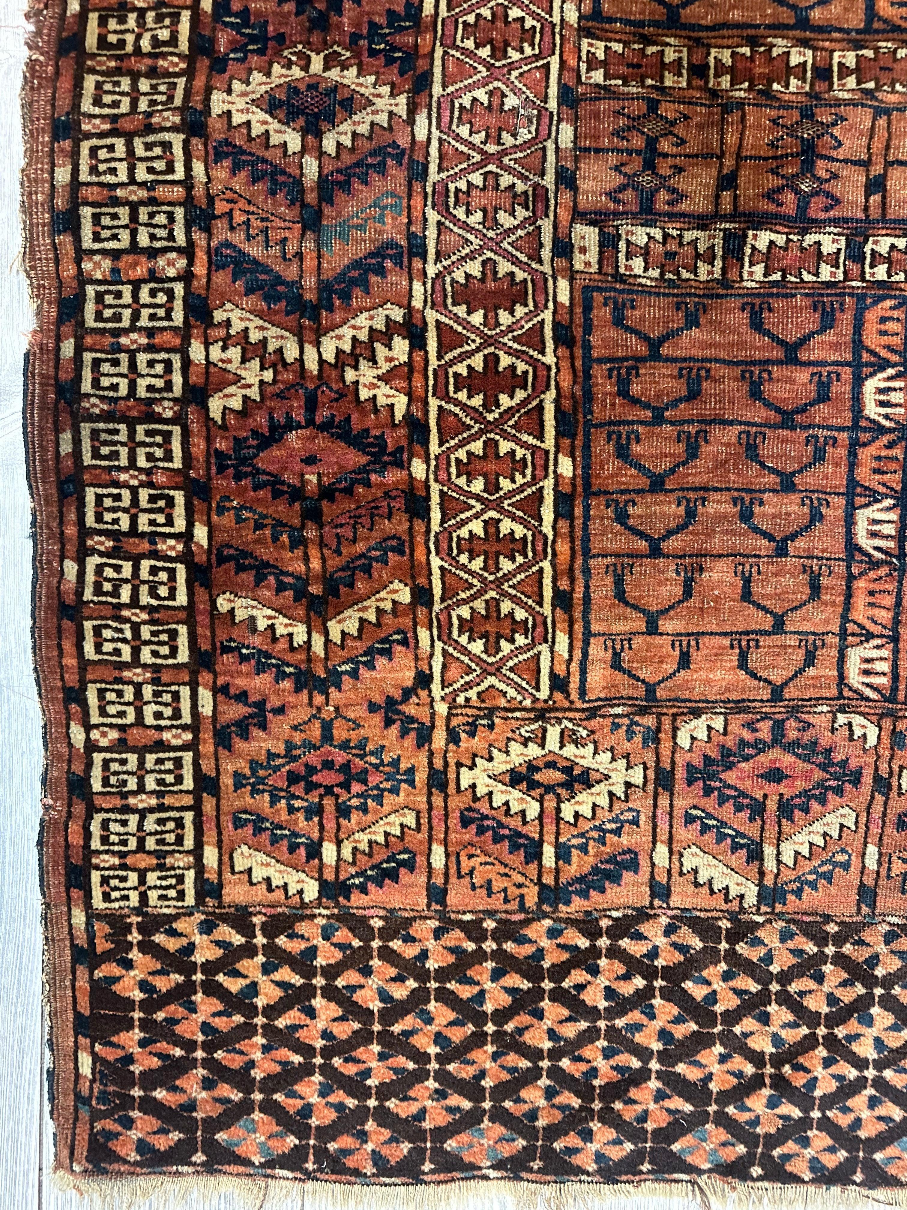 Antique 1880s Turkoman Tekke Ensi Tent Door Covering Rug 4’ x4’8” by Rugistan - product image 9 for Resin Society