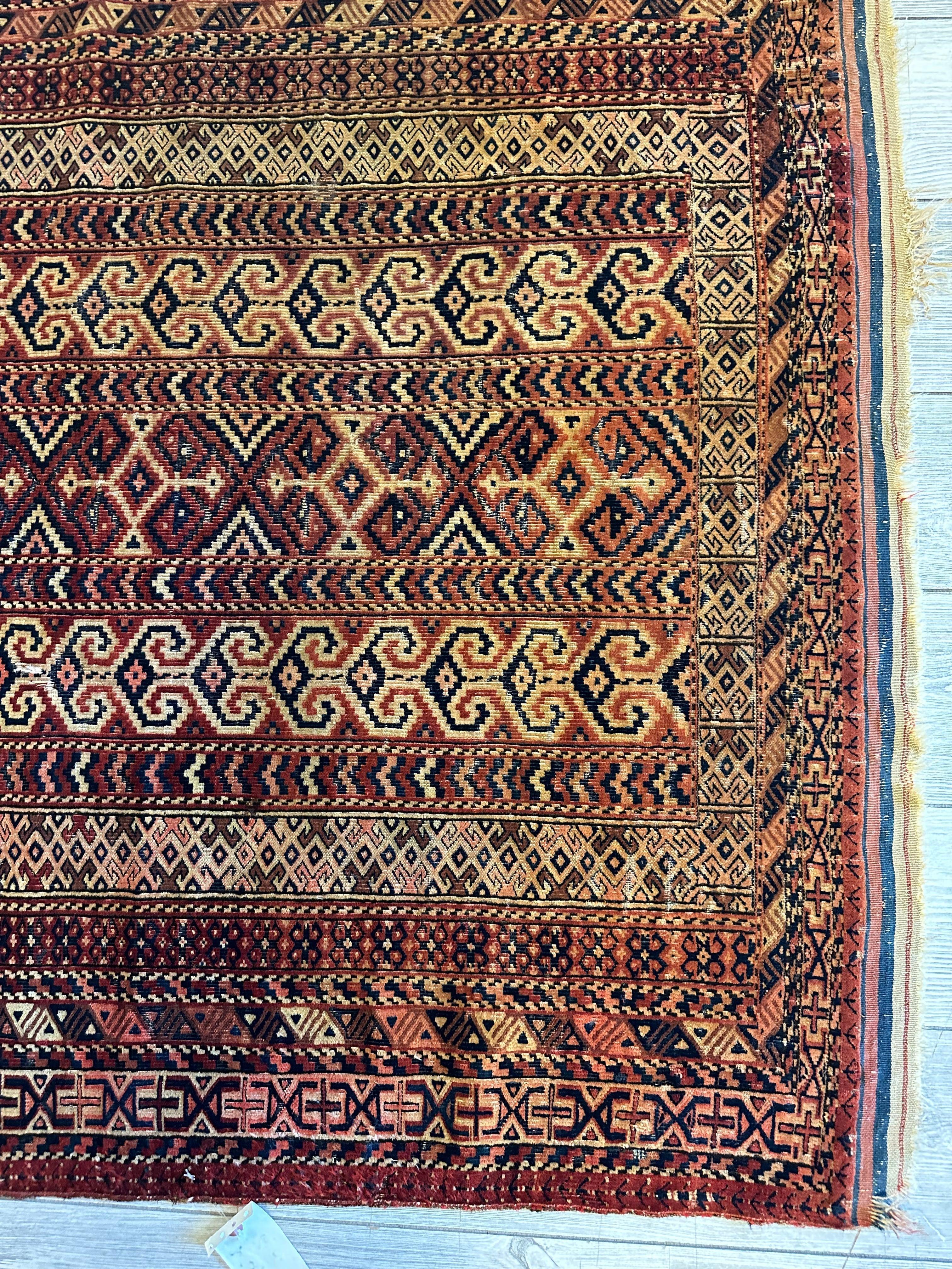 Antique 1890’s Turkoman Prayer Rug or Namazlyk 4’ x 5’2” by Rugistan - product image 4 for Resin Society