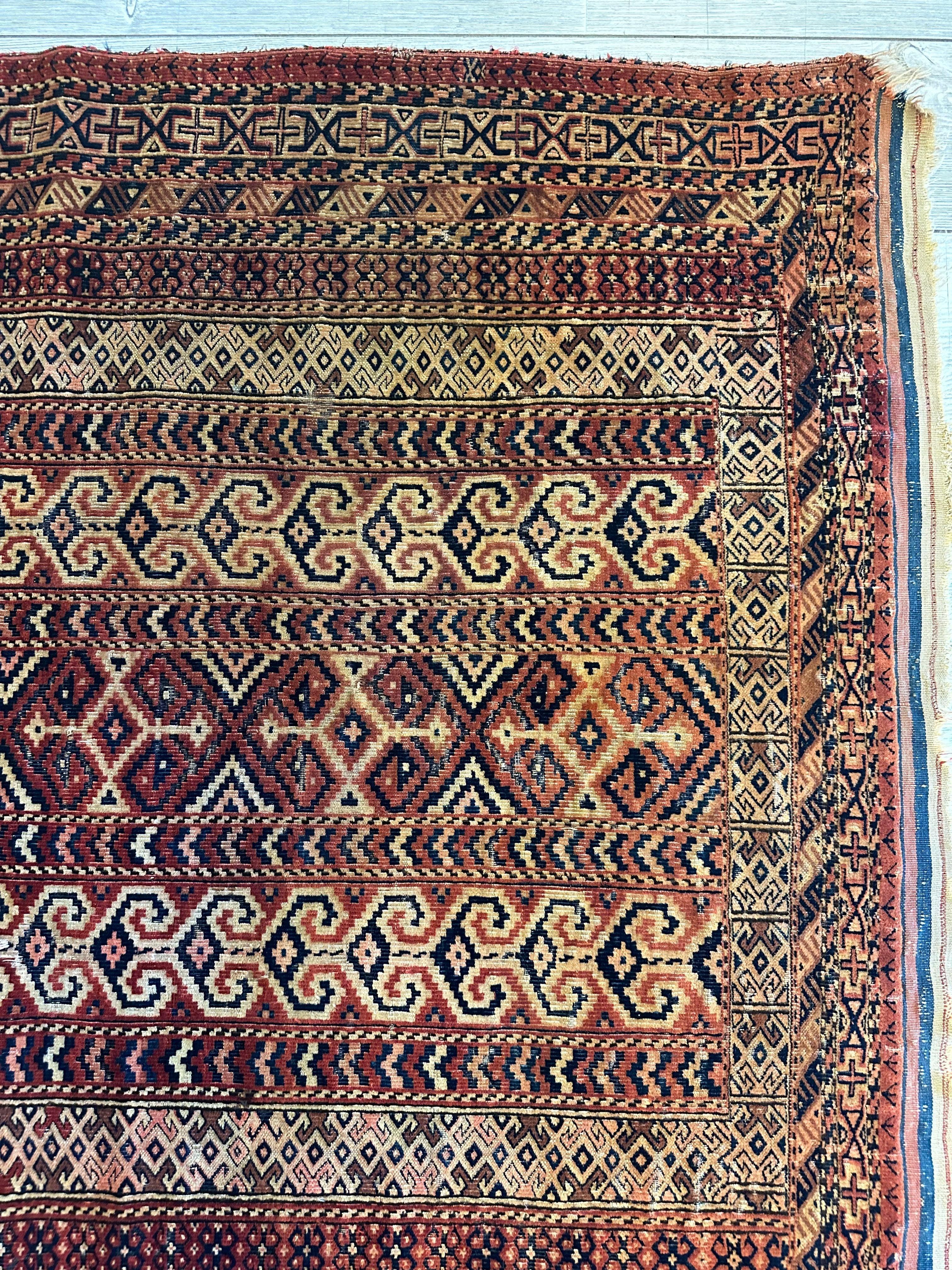 Antique 1890’s Turkoman Prayer Rug or Namazlyk 4’ x 5’2” by Rugistan - product image 5 for Resin Society