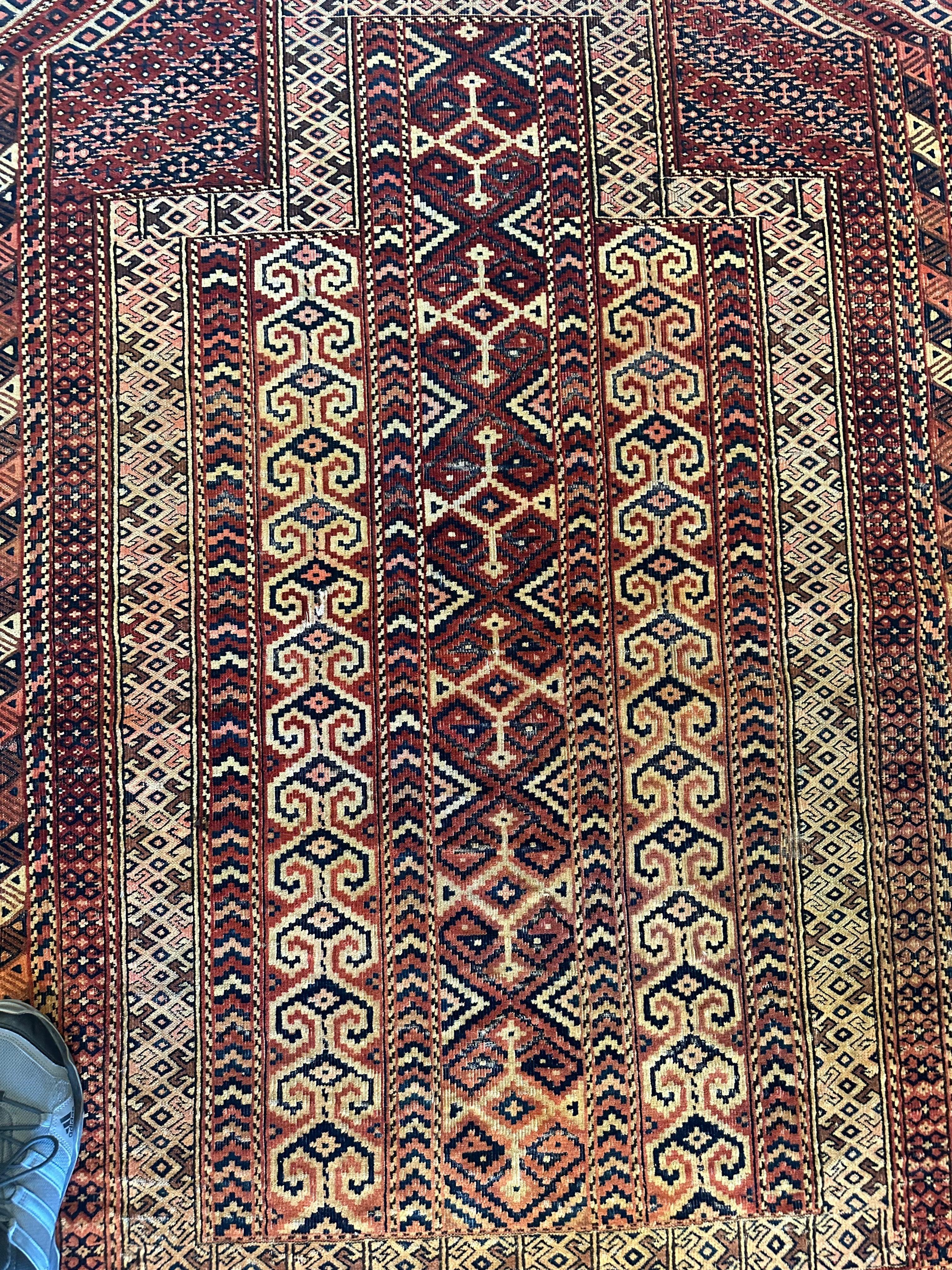 Antique 1890’s Turkoman Prayer Rug or Namazlyk 4’ x 5’2” by Rugistan - product image 6 for Resin Society