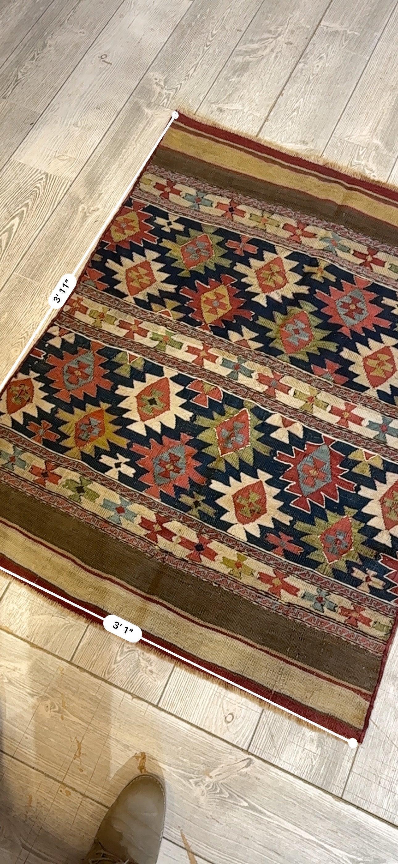 Antique 19th Century Caucasian Shahsavan Rug Rug 3’ x 4’ by Rugistan - product image 5 for Resin Society