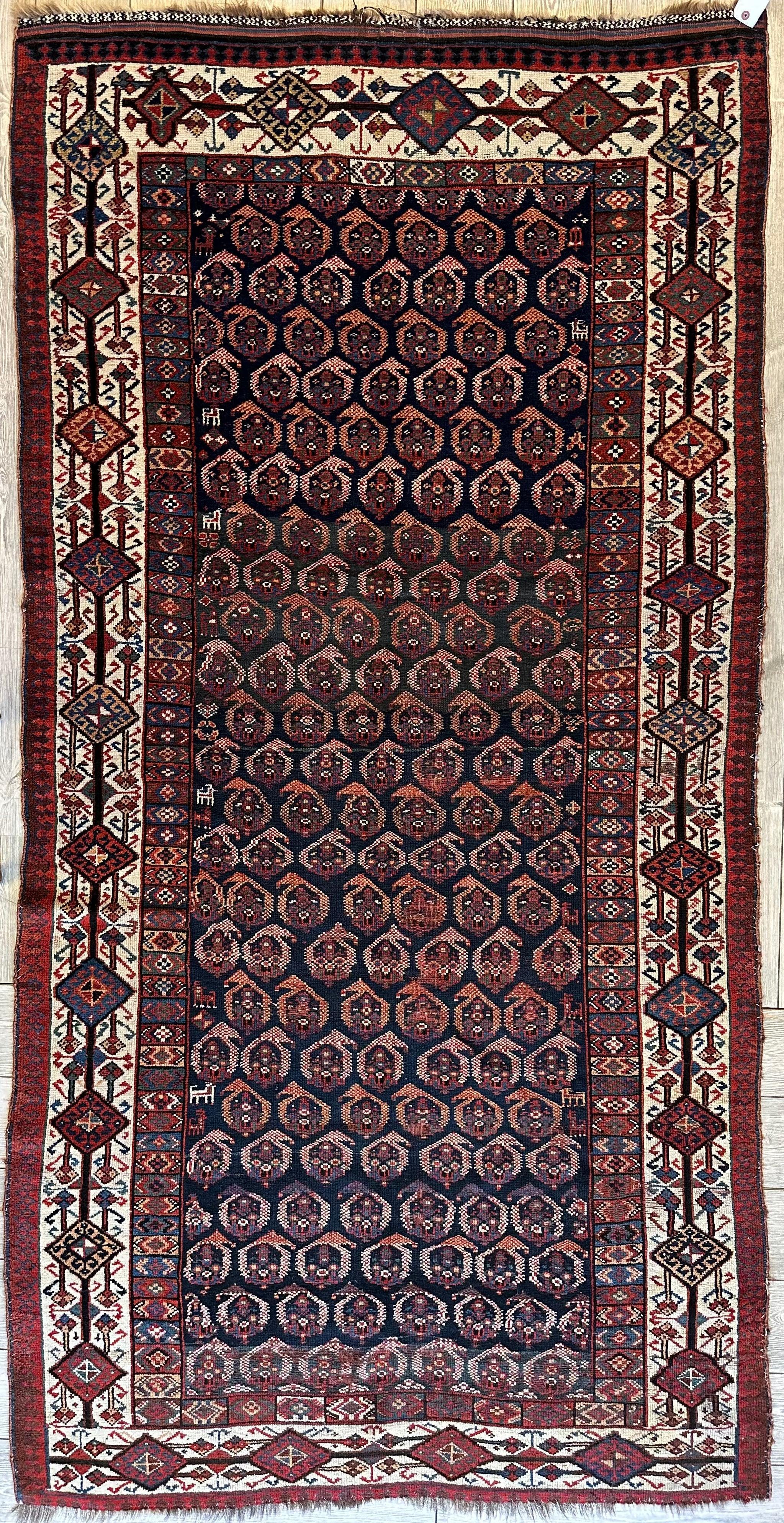 Antique All Over Paisley Kurdish Afshar Rug 4’5” x 8’11” by Rugistan - main product image for Resin Society