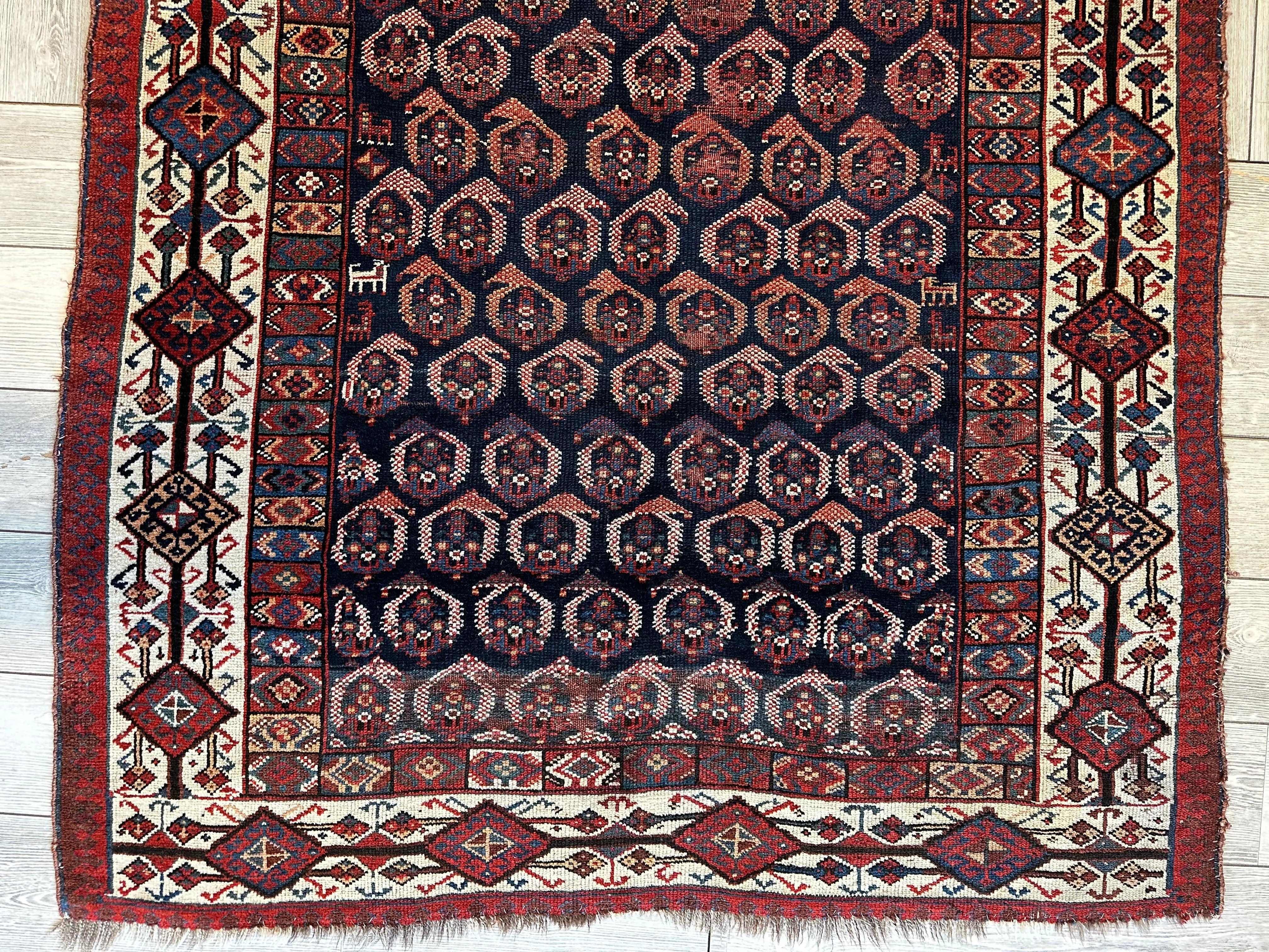 Antique All Over Paisley Kurdish Afshar Rug 4’5” x 8’11” by Rugistan - product image 4 for Resin Society