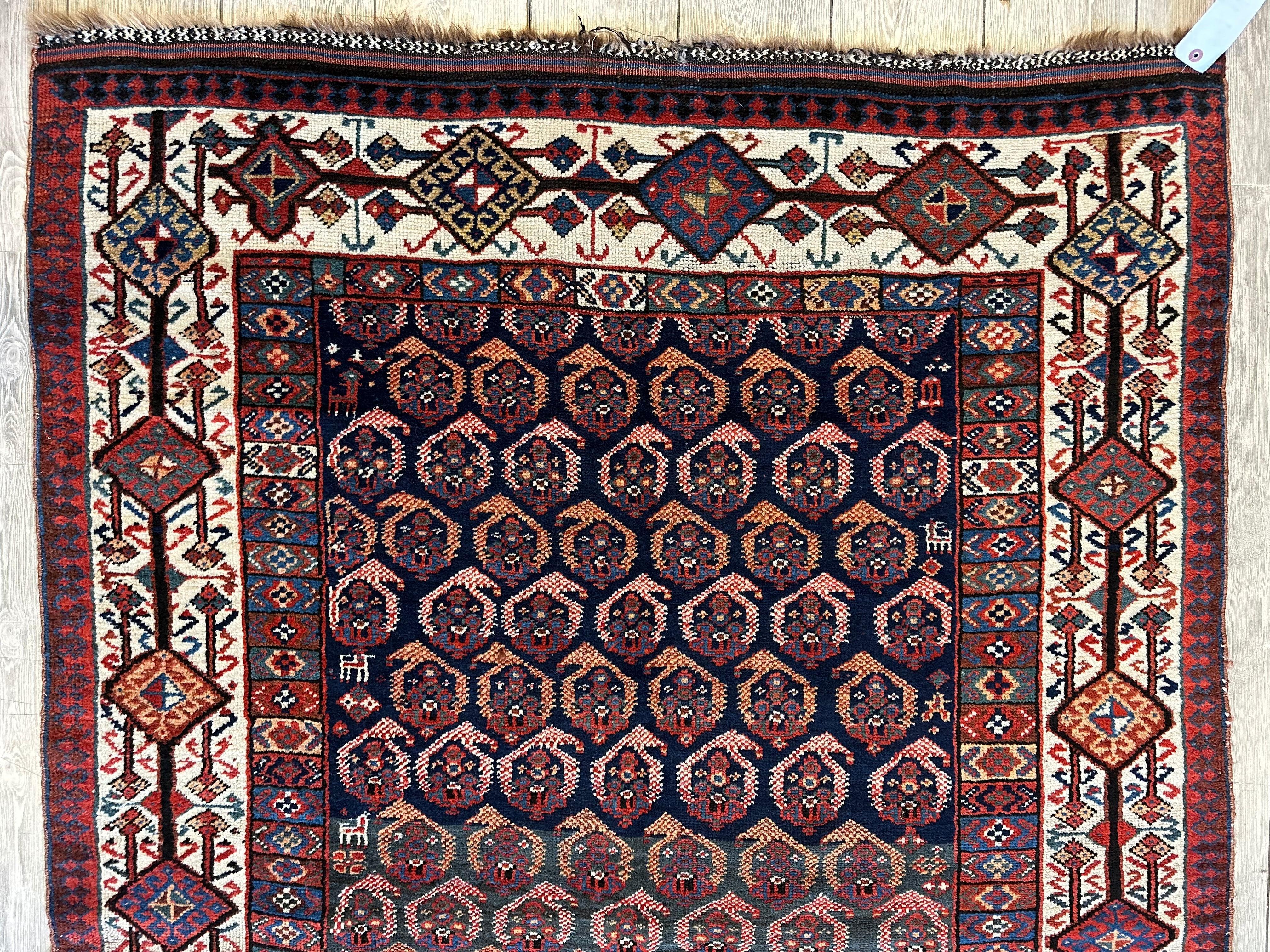 Antique All Over Paisley Kurdish Afshar Rug 4’5” x 8’11” by Rugistan - product image 5 for Resin Society