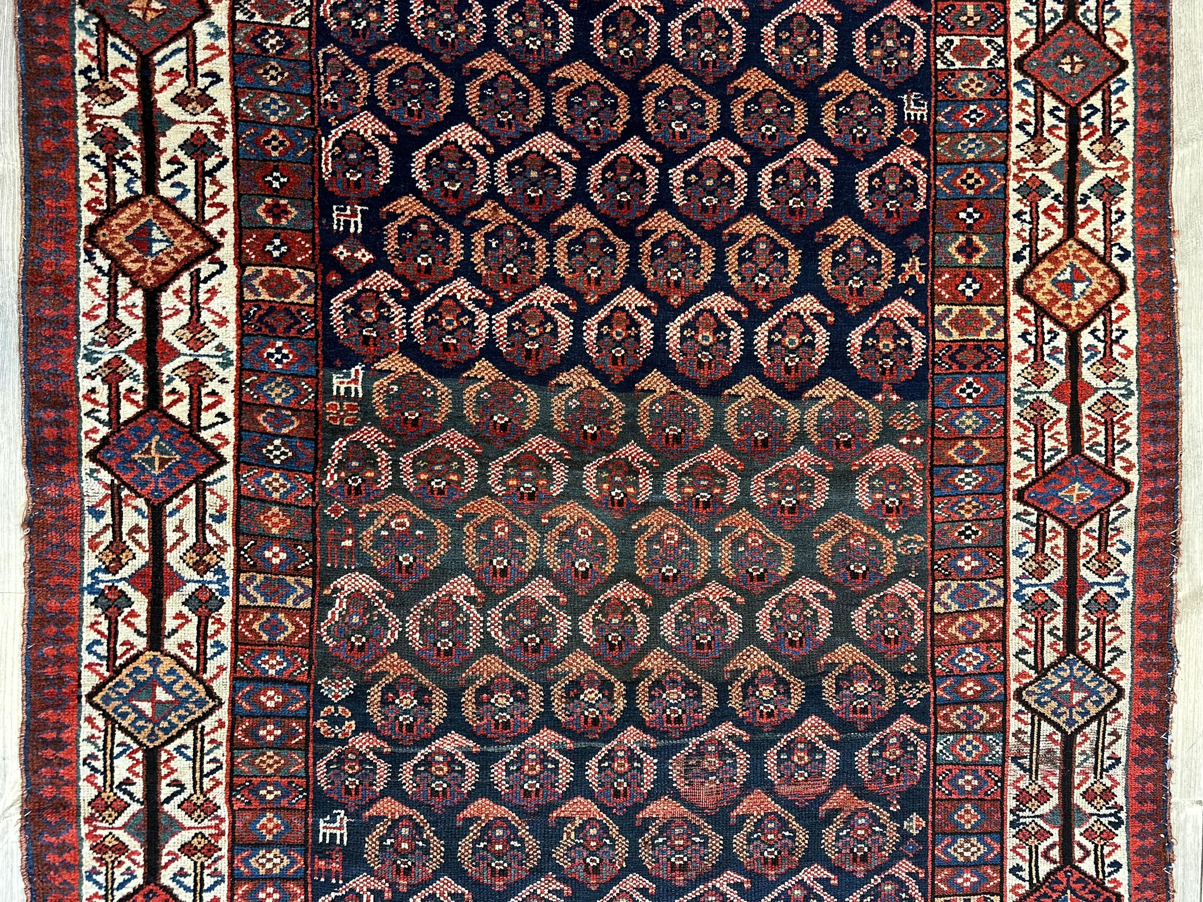 Antique All Over Paisley Kurdish Afshar Rug 4’5” x 8’11” by Rugistan - product image 6 for Resin Society