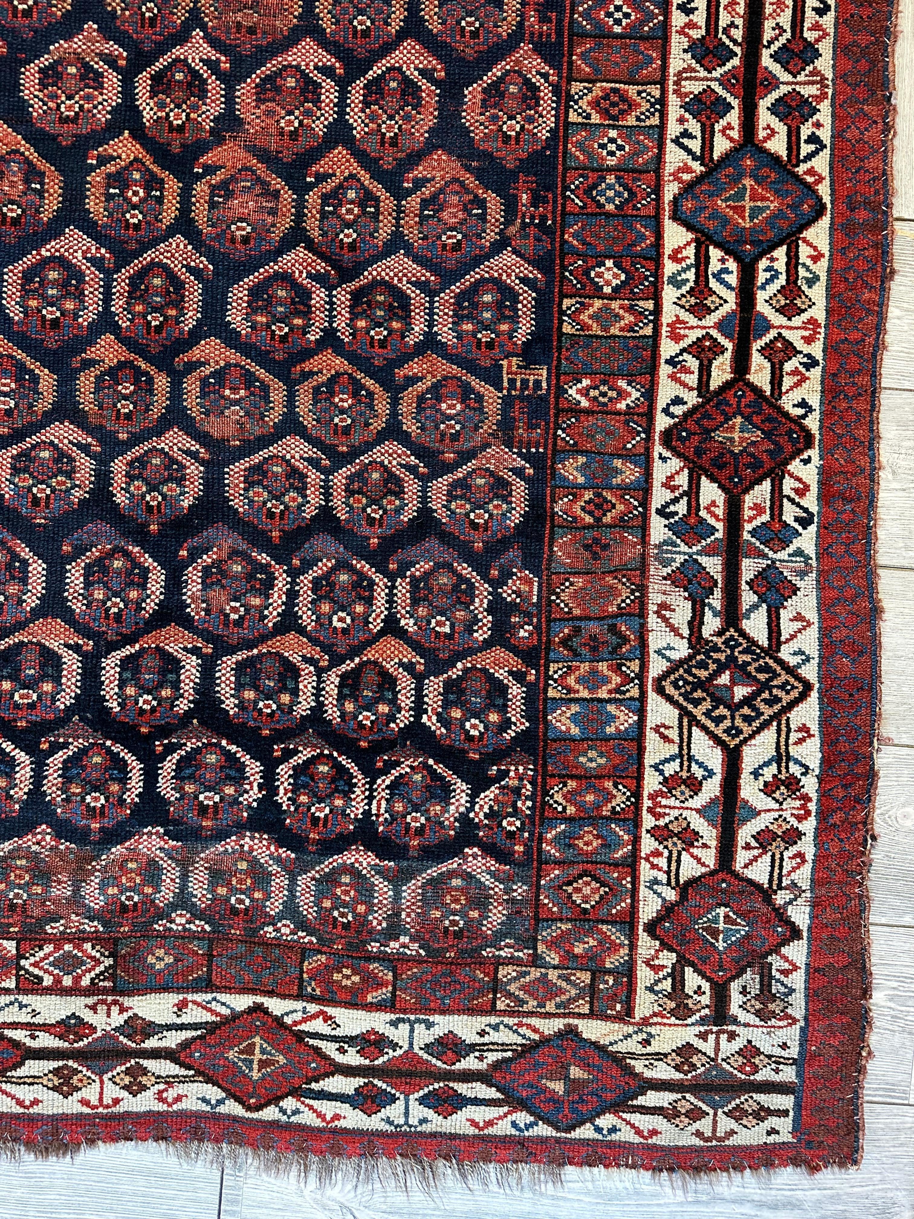 Antique All Over Paisley Kurdish Afshar Rug 4’5” x 8’11” by Rugistan - product image 8 for Resin Society