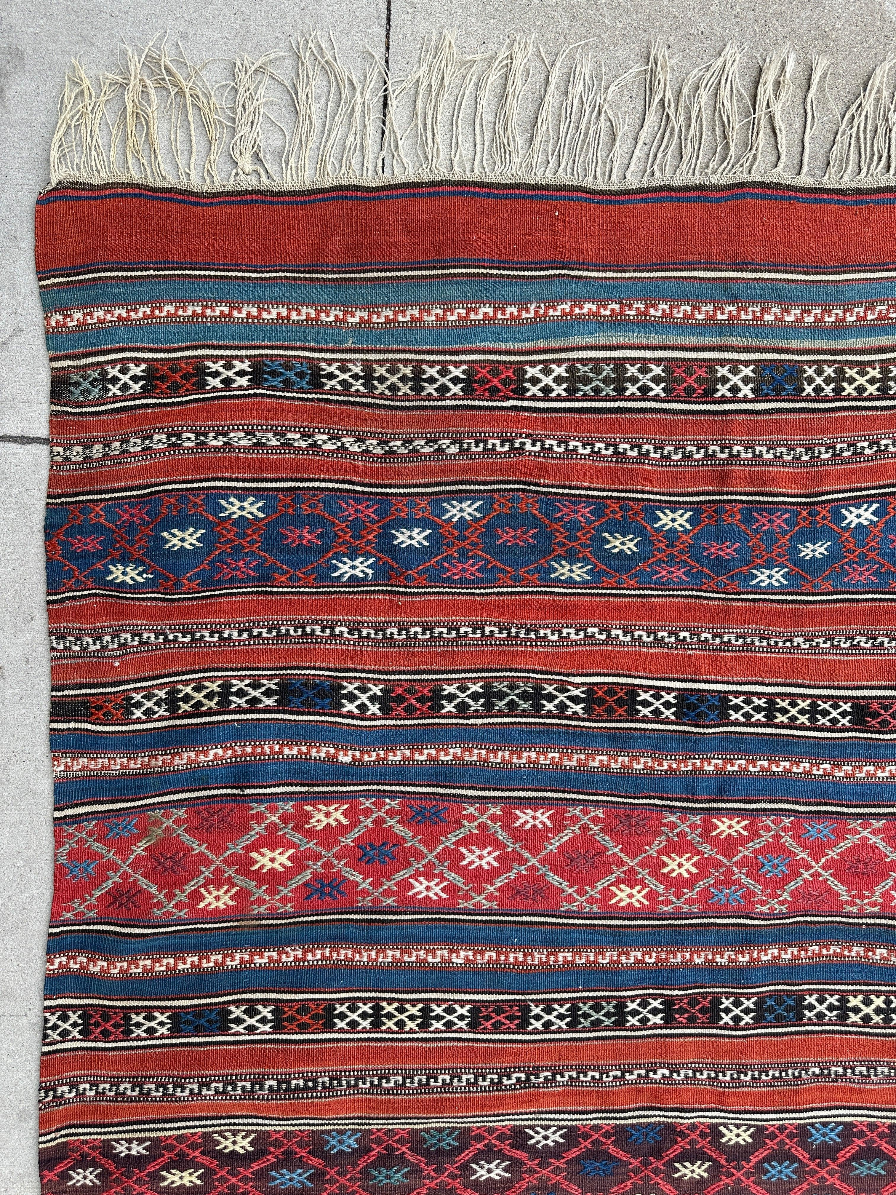 Antique Caucasian Shahsavan Soumak Rug 4’9” x 7’4” by Rugistan - product image 7 for Resin Society