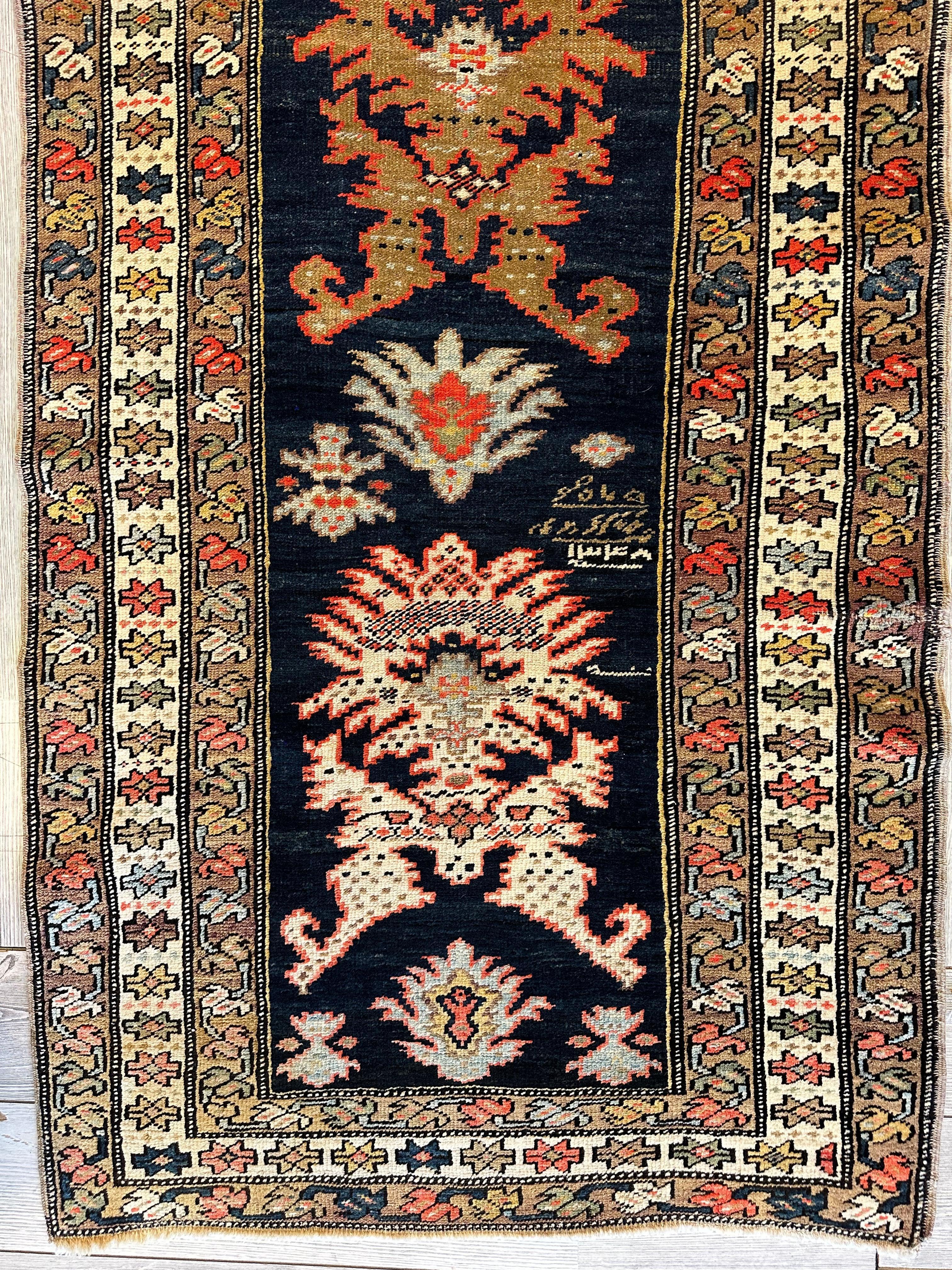Antique Caucasian Karabakh Signed & Dated Wool on Wool Runner Rug 3 X 7 by Rugistan - product image 3 for Resin Society