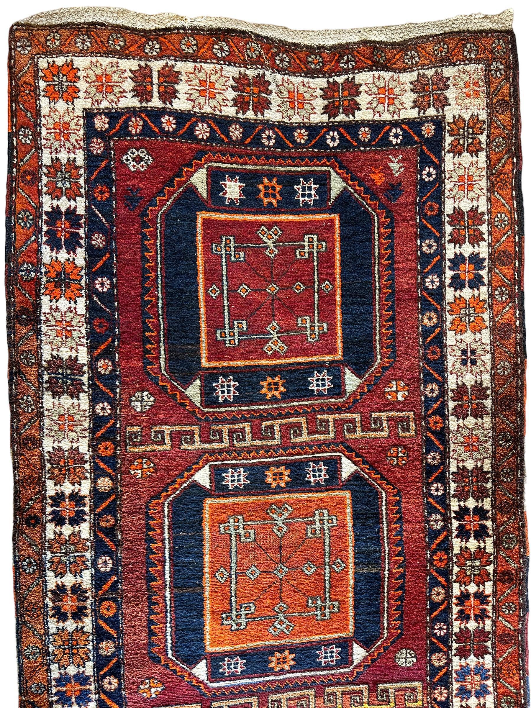 Antique circa 1920's Kurdish-Kazak Geometric Motifs Runner 3’8” x 12’3” by Rugistan - product image 7 for Resin Society