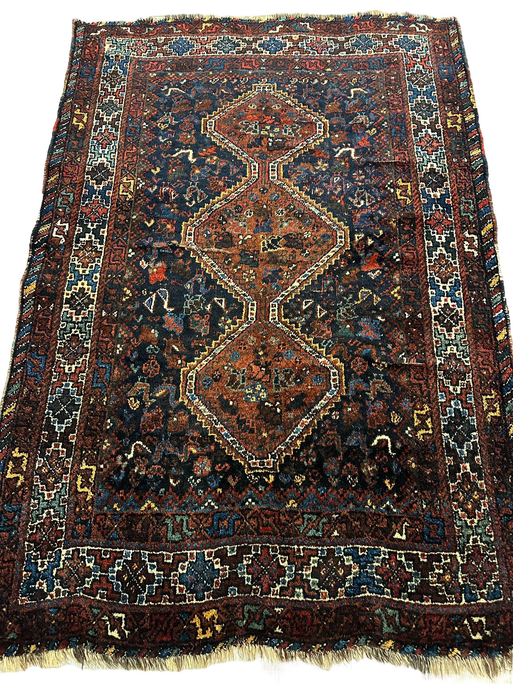 Antique Persian Khamseh Tribal Rug 4' x 5’10” by Rugistan - product image 7 for Resin Society