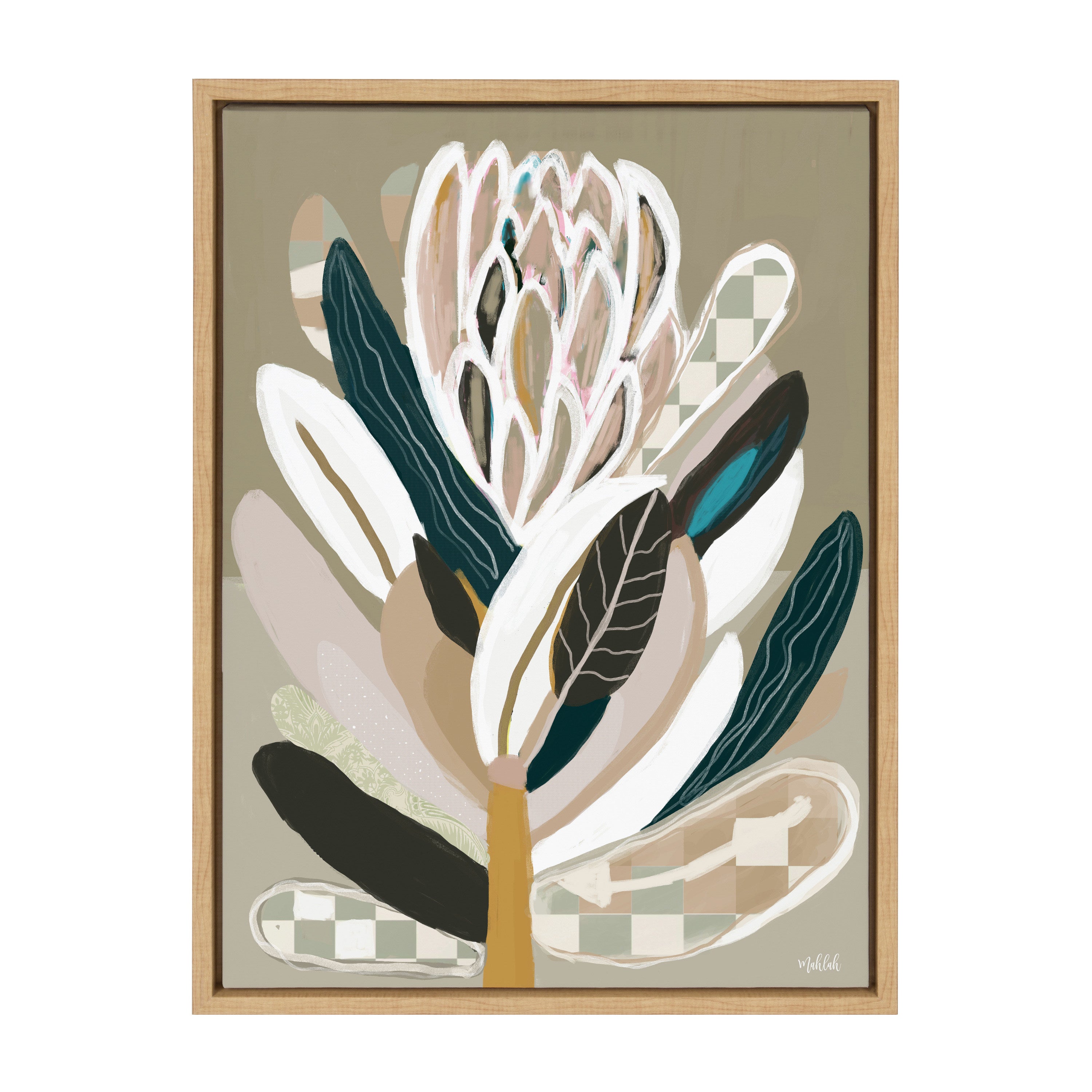 Sylvie Sage Protea Framed Canvas by Inkheart Designs