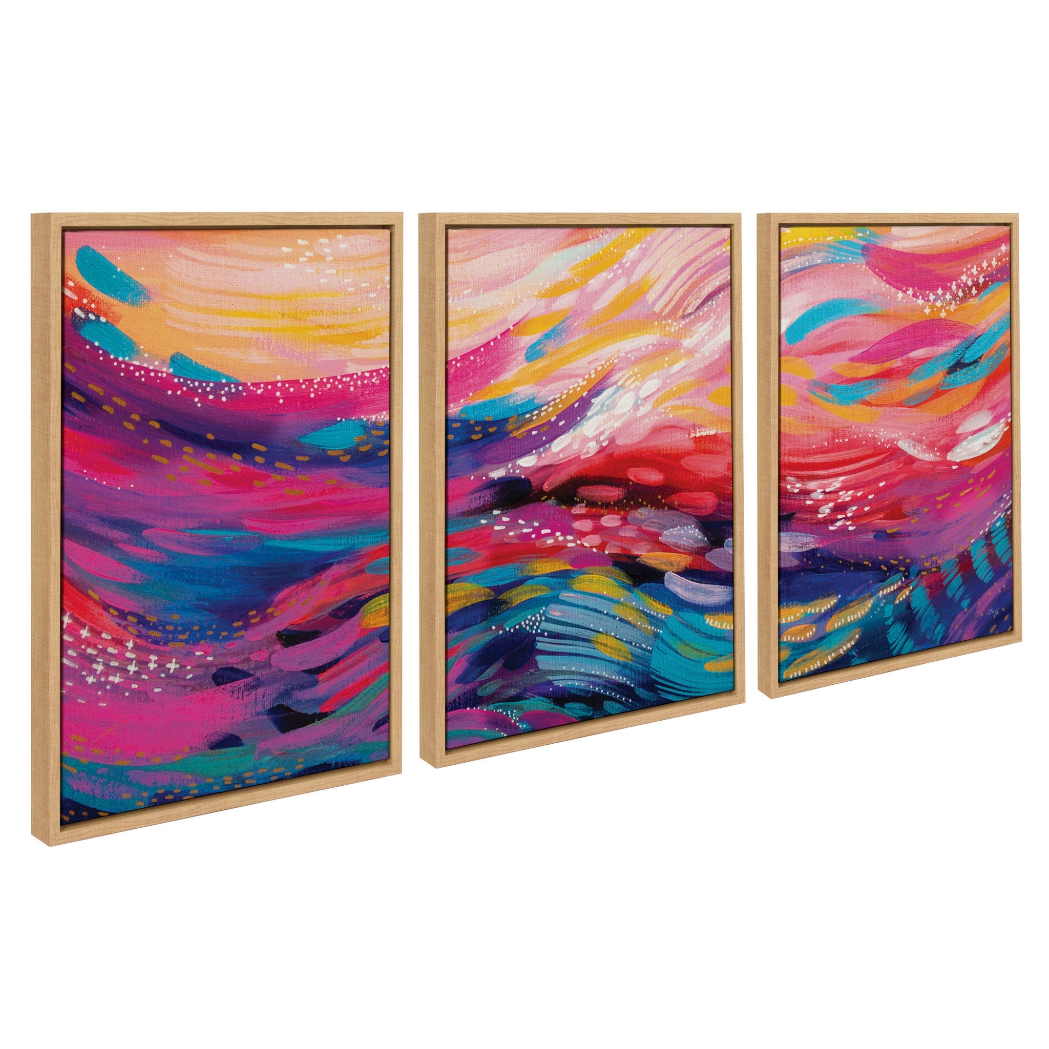 Sylvie EV Brush Strokes 90 A, B and C Framed Canvas Art Set by Jessi Raulet