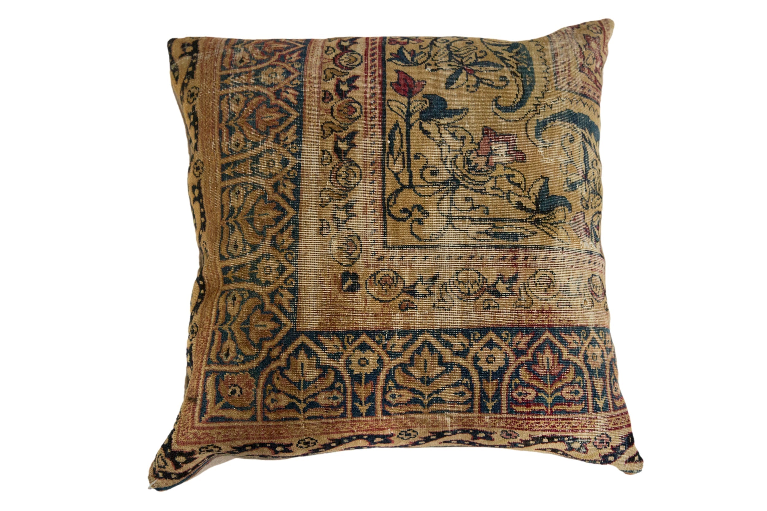 Antique Kerman Rug Fragment Pillow