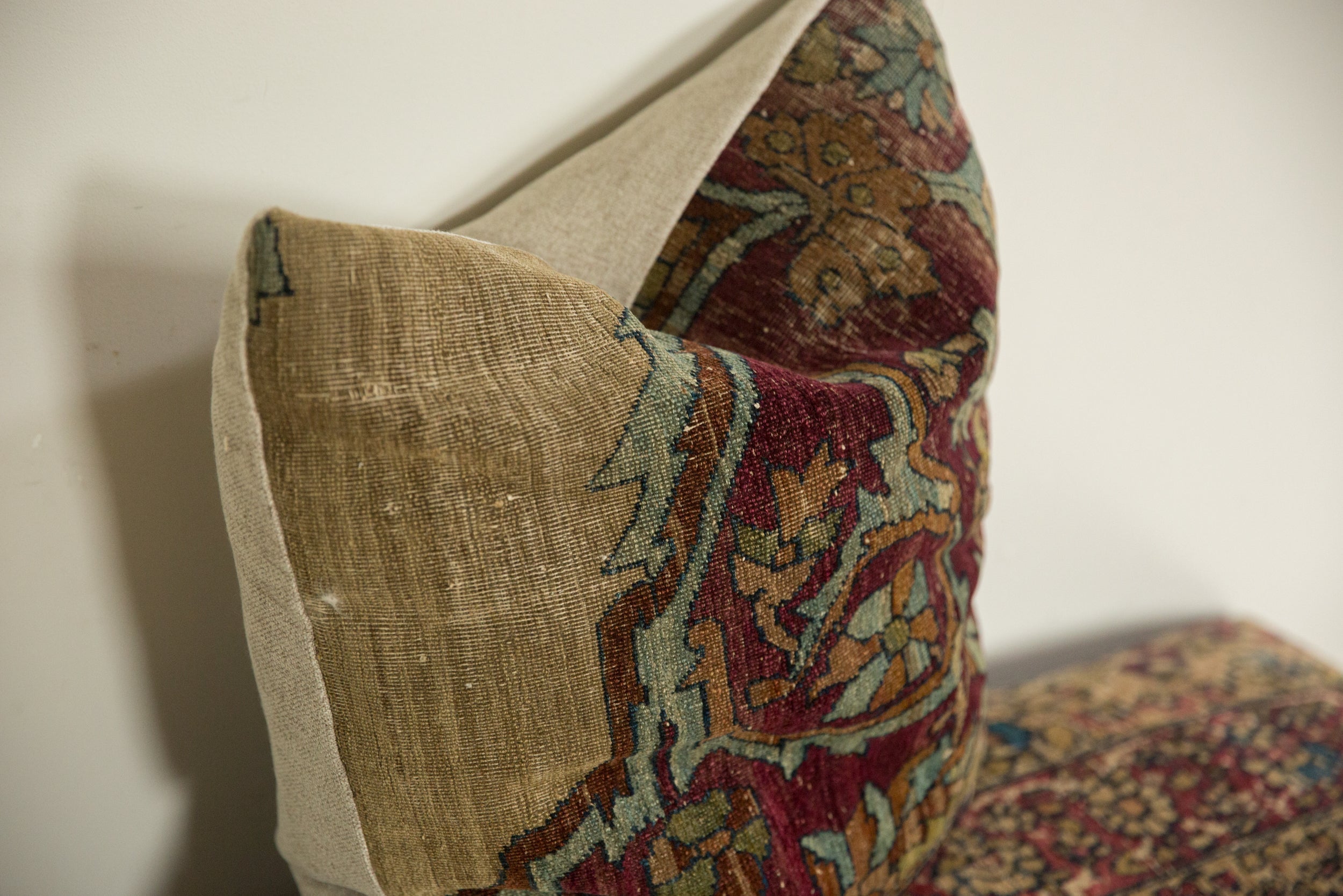 Antique Kerman Rug Fragment Pillow