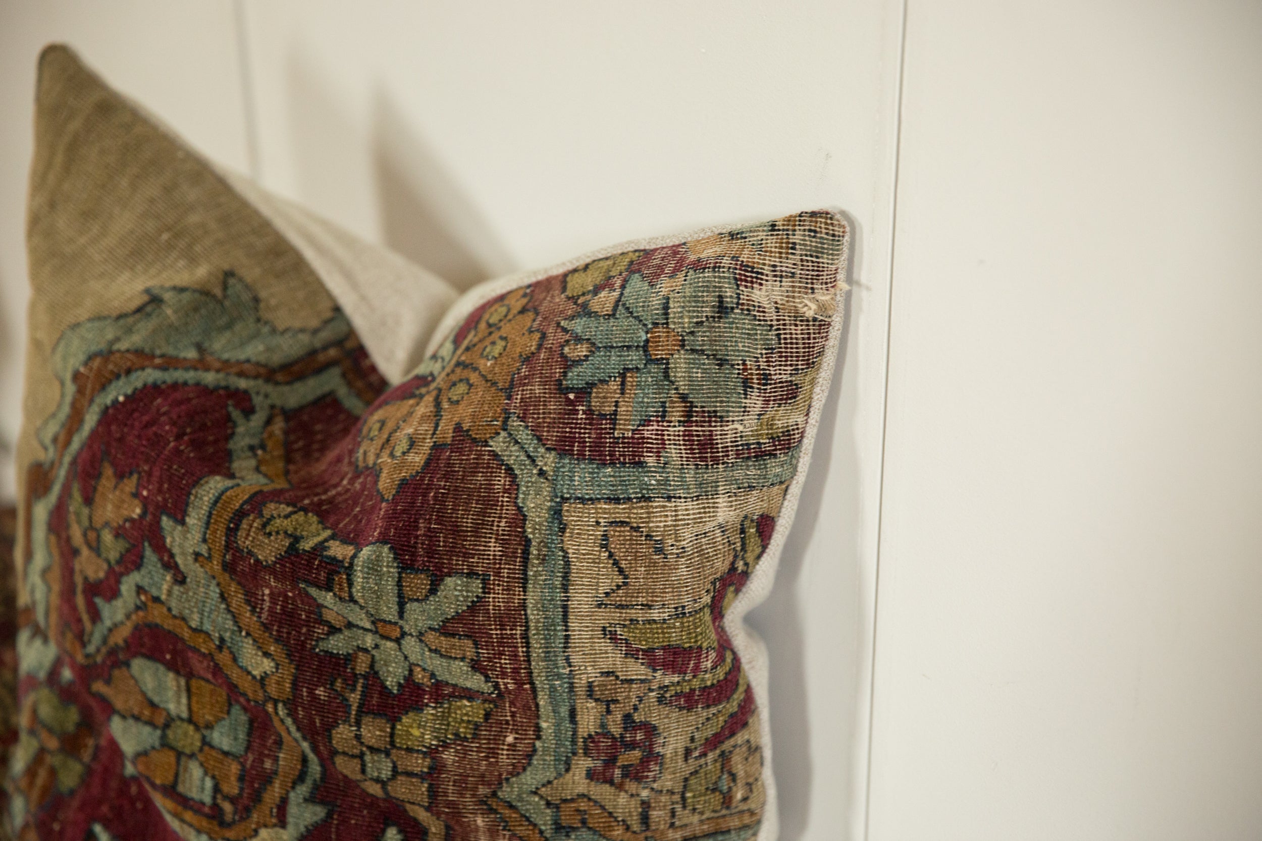 Antique Kerman Rug Fragment Pillow