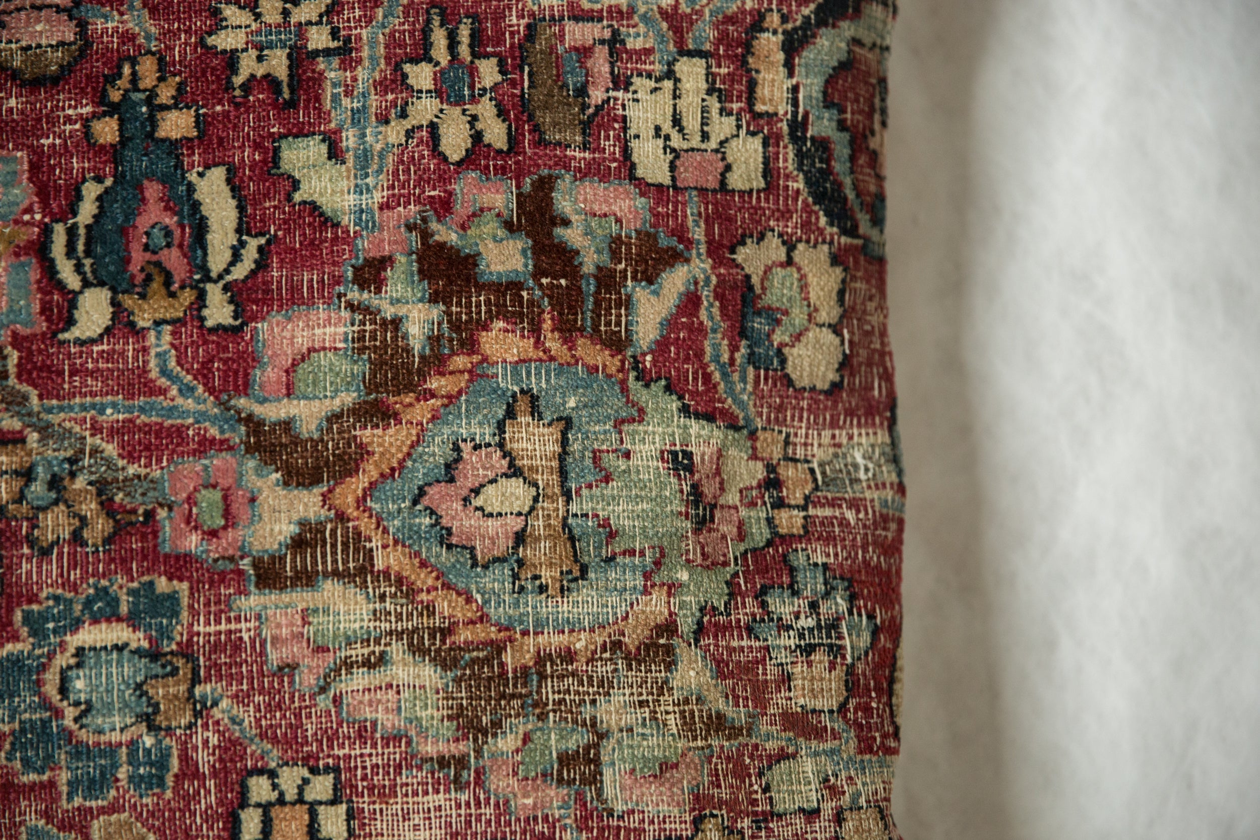 RESERVED Vintage Meshed Rug Fragment Pillow