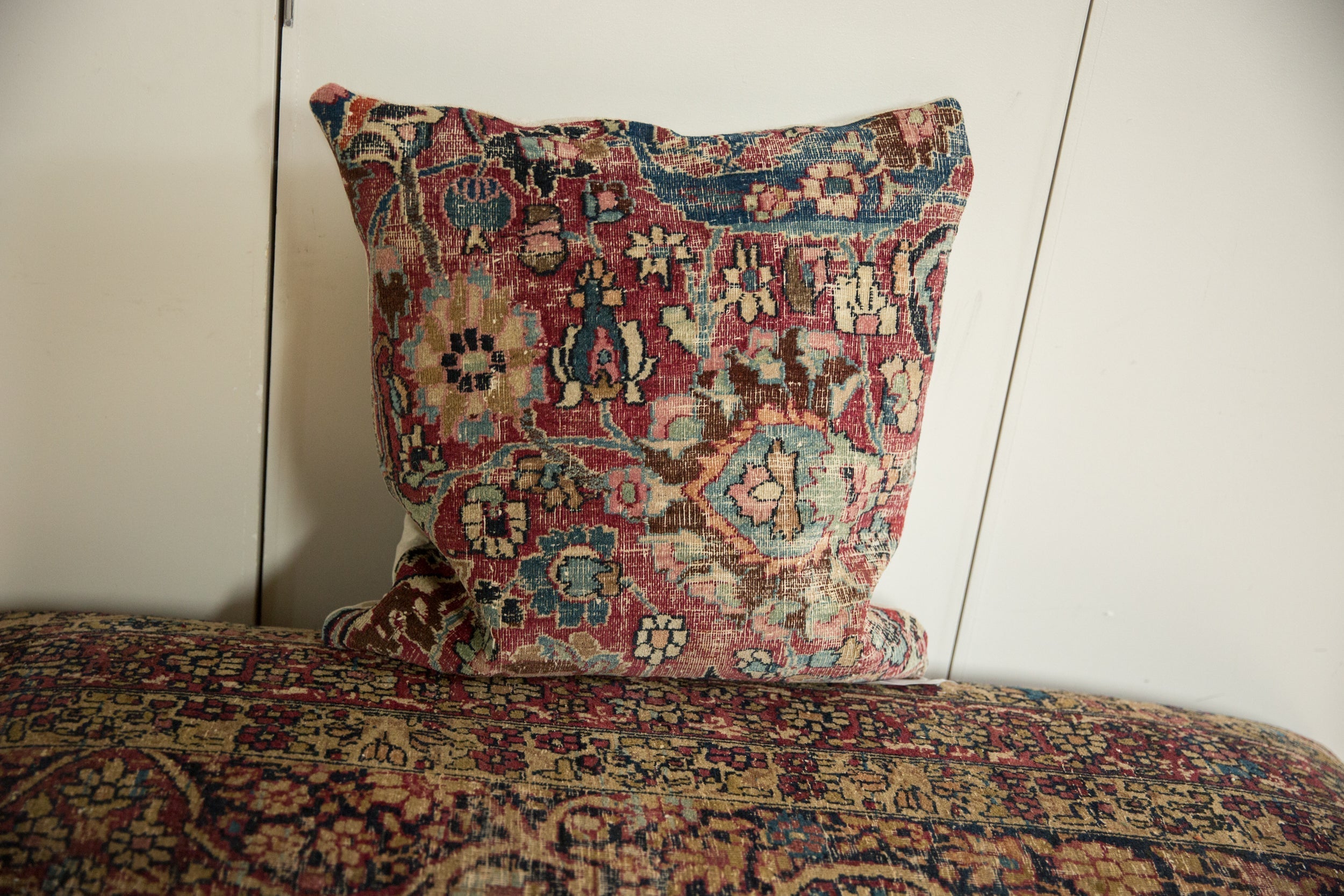 RESERVED Vintage Meshed Rug Fragment Pillow