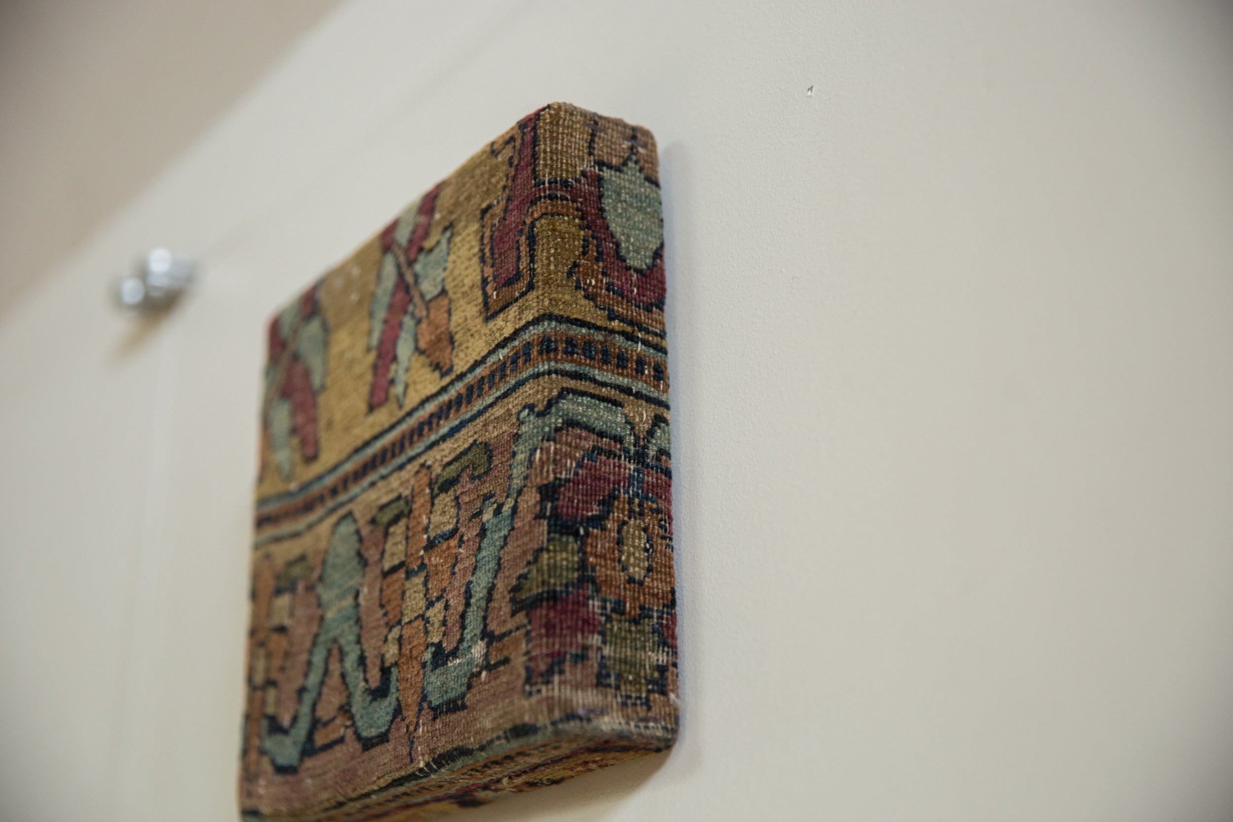 Decorative Cork Board Antique Kerman Rug Fragment Art