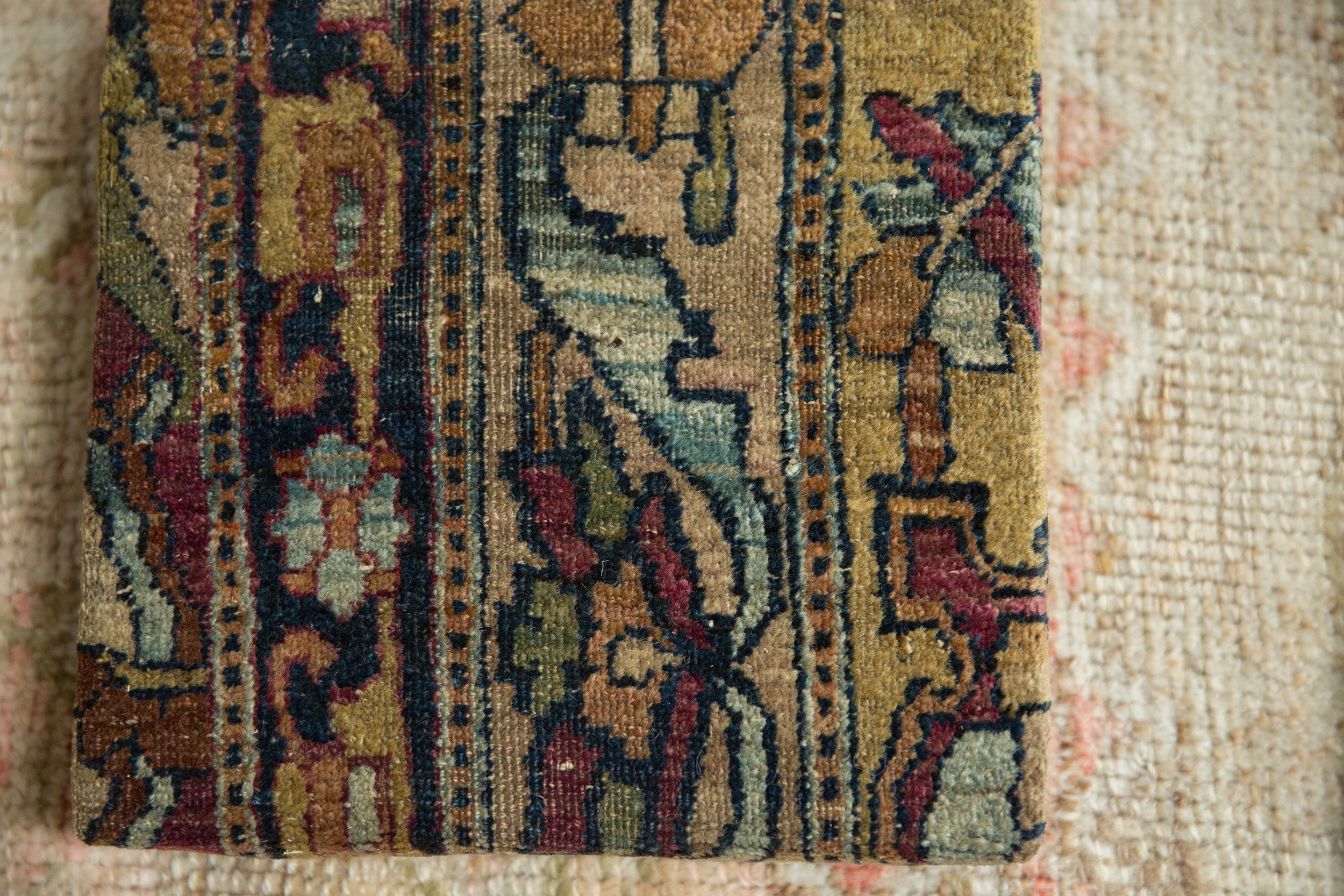 Decorative Cork Board Antique Kerman Rug Fragment Art