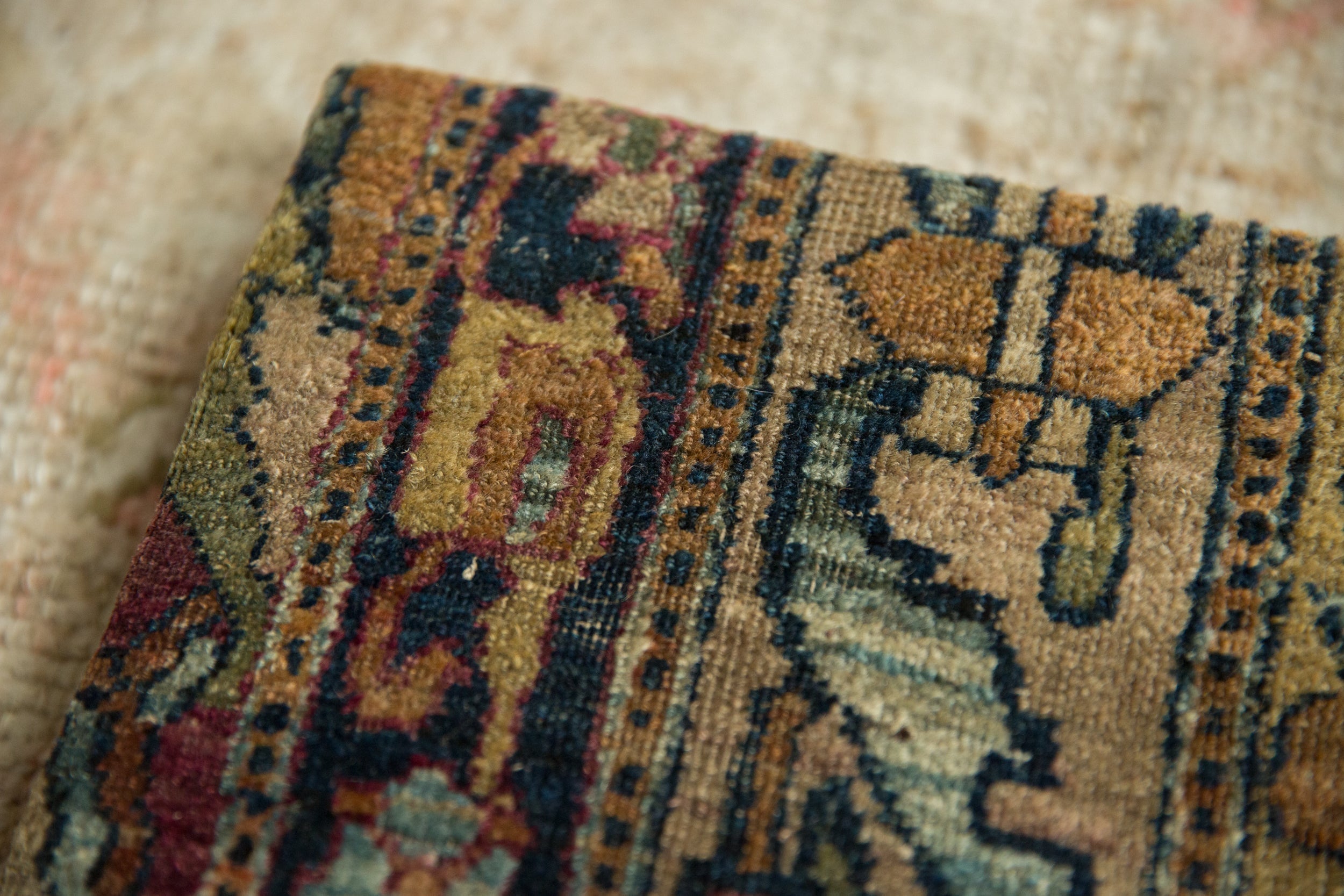 Decorative Cork Board Antique Kerman Rug Fragment Art