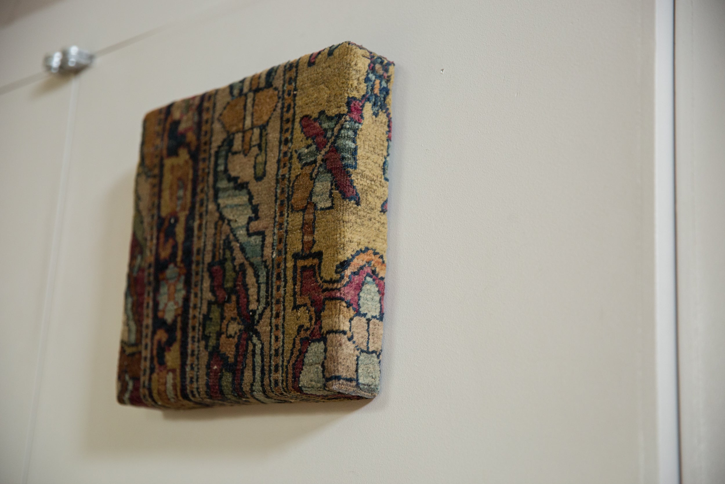 Decorative Cork Board Antique Kerman Rug Fragment Art
