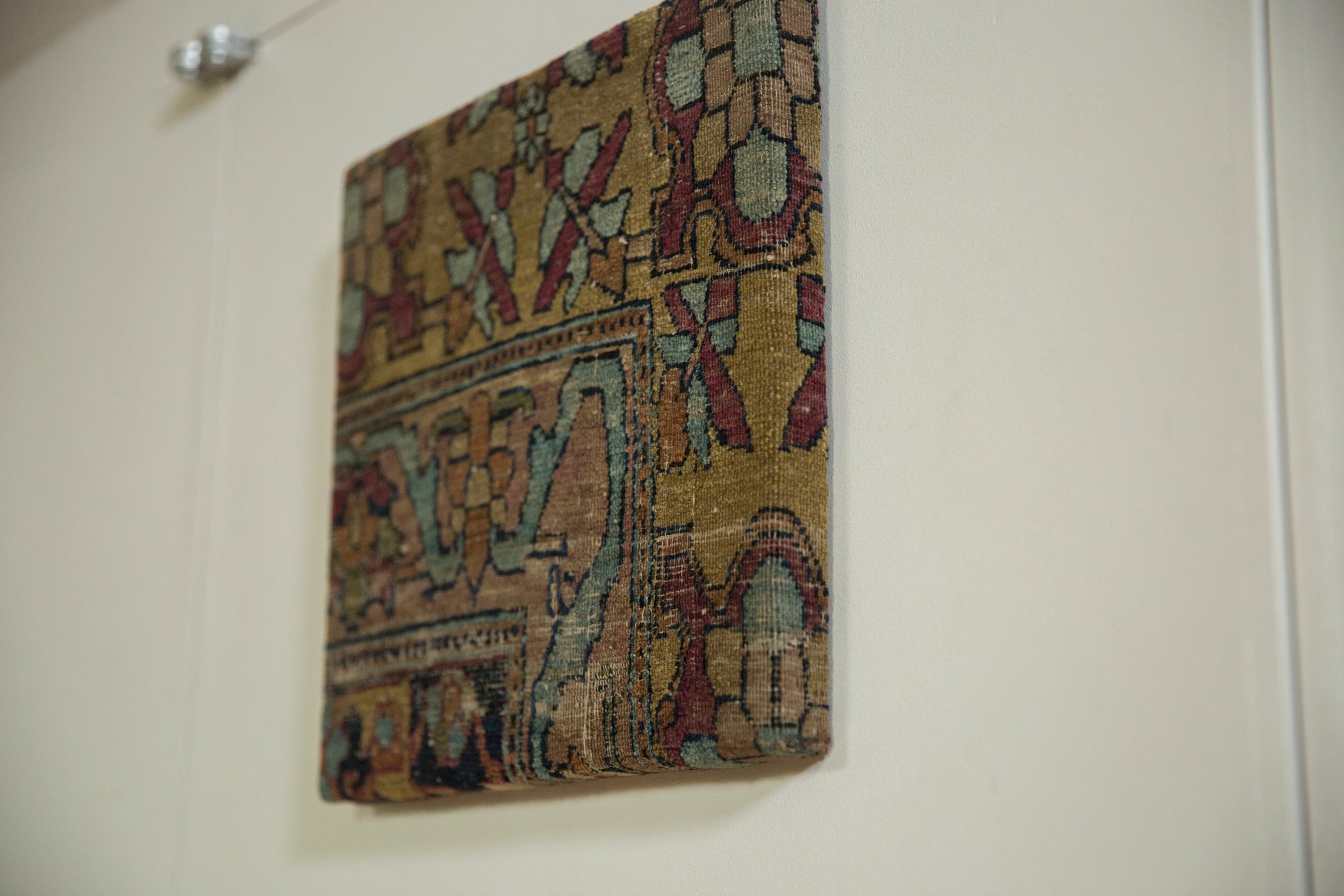 Decorative Cork Board Antique Kerman Rug Fragment Art