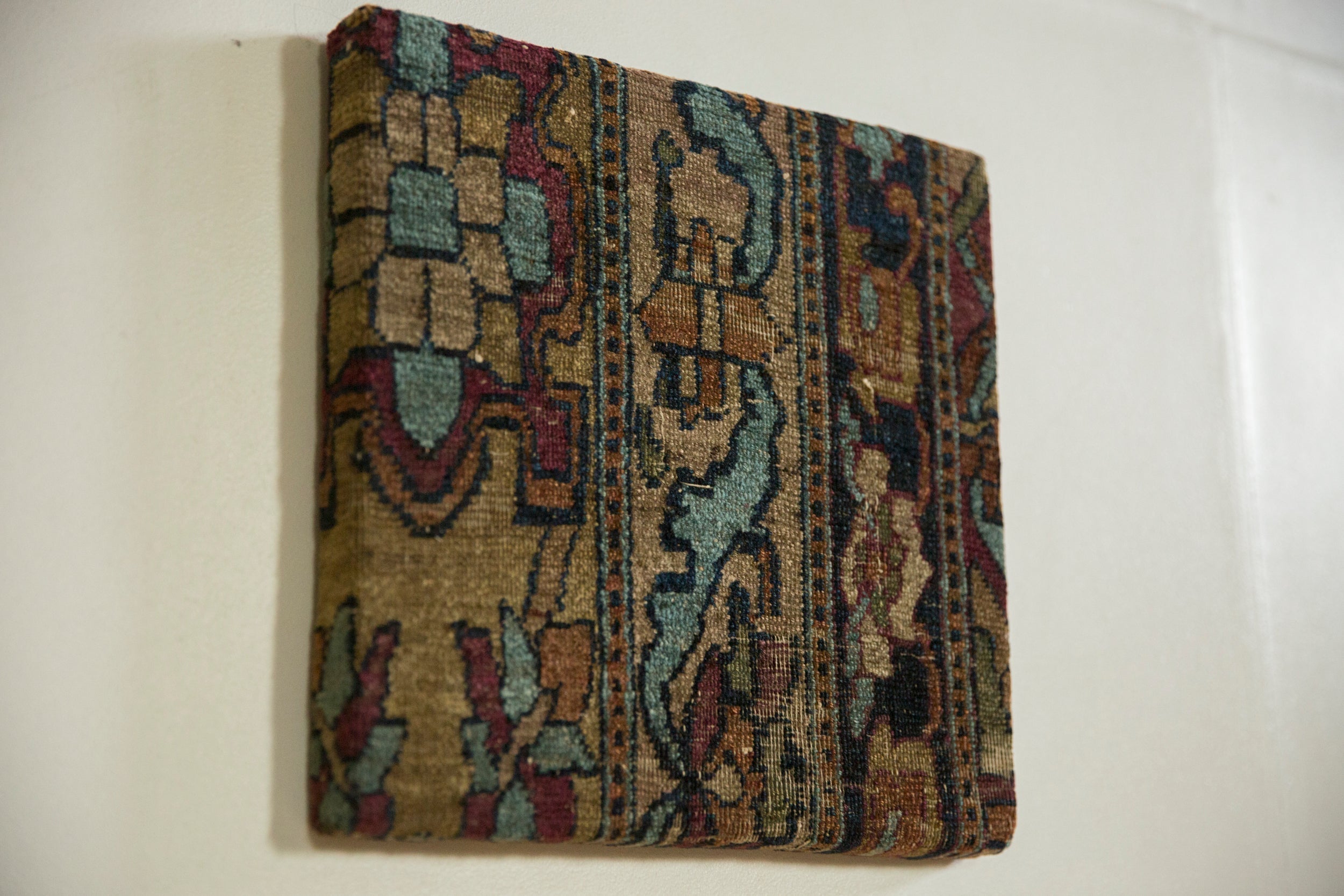 Decorative Cork Board Antique Kerman Rug Fragment Art