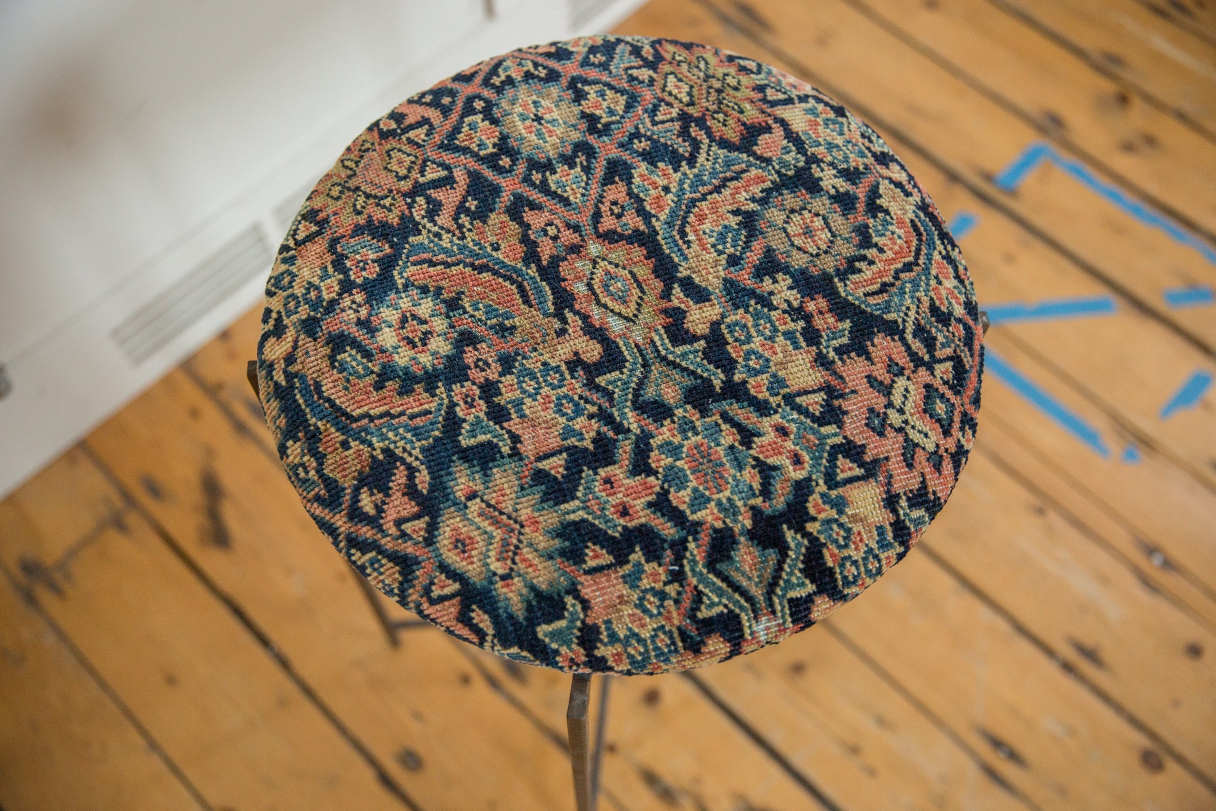 Reclaimed Antique Rug Fragment Side Table Stand 6 of 7