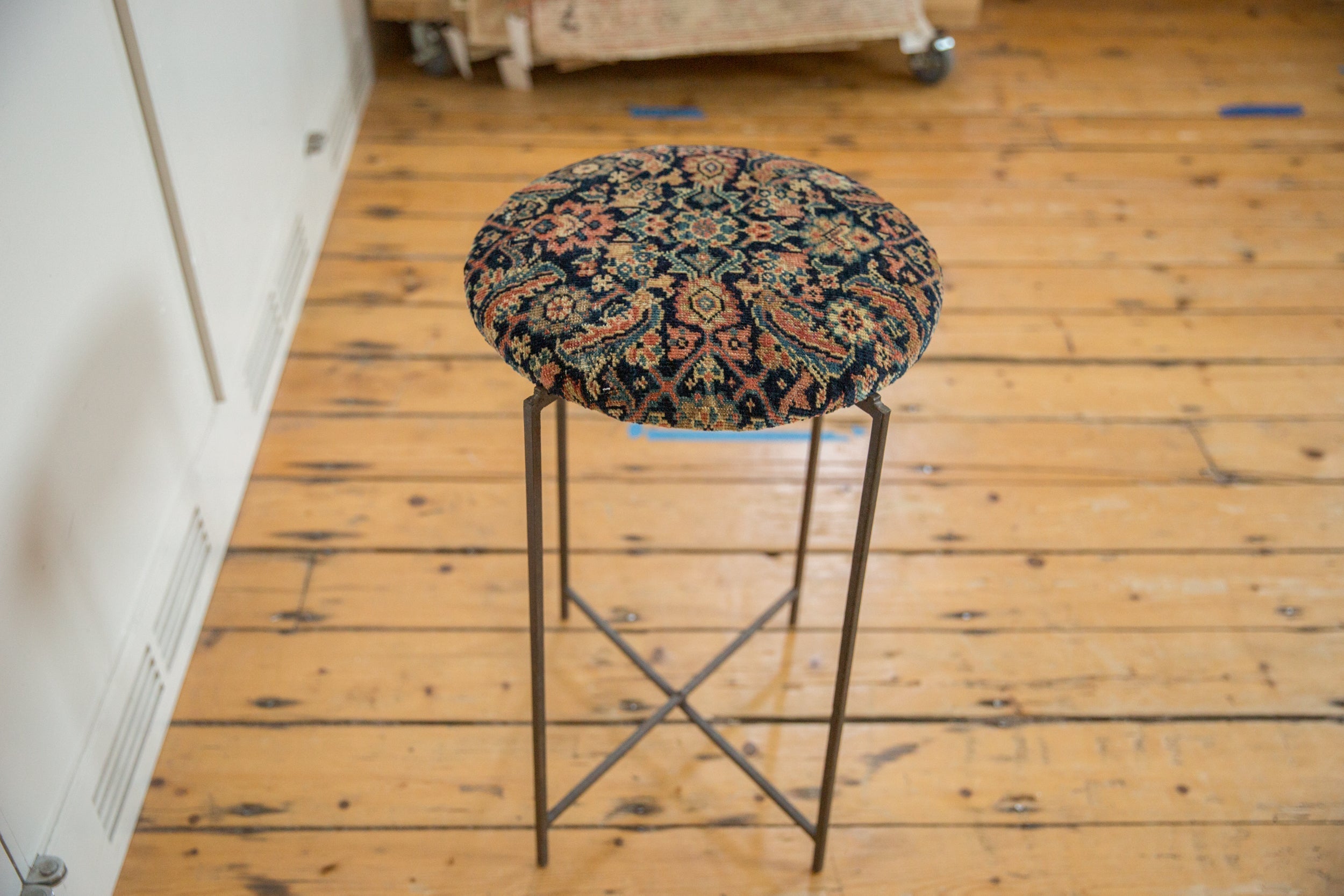 Reclaimed Antique Rug Fragment Side Table Stand 7 of 7