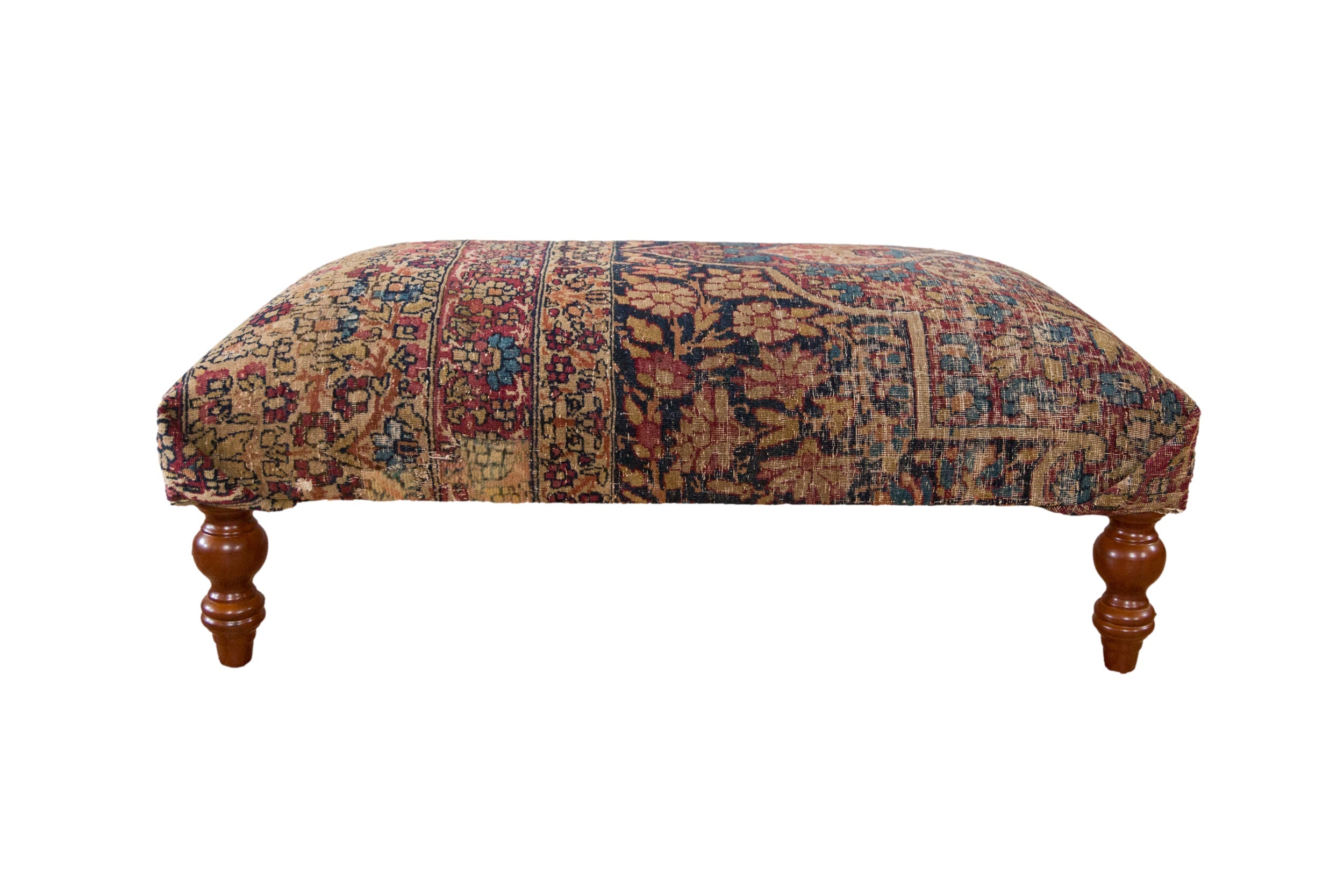 RESERVED Antique Persian Kerman Rug Ottoman Coffee Table